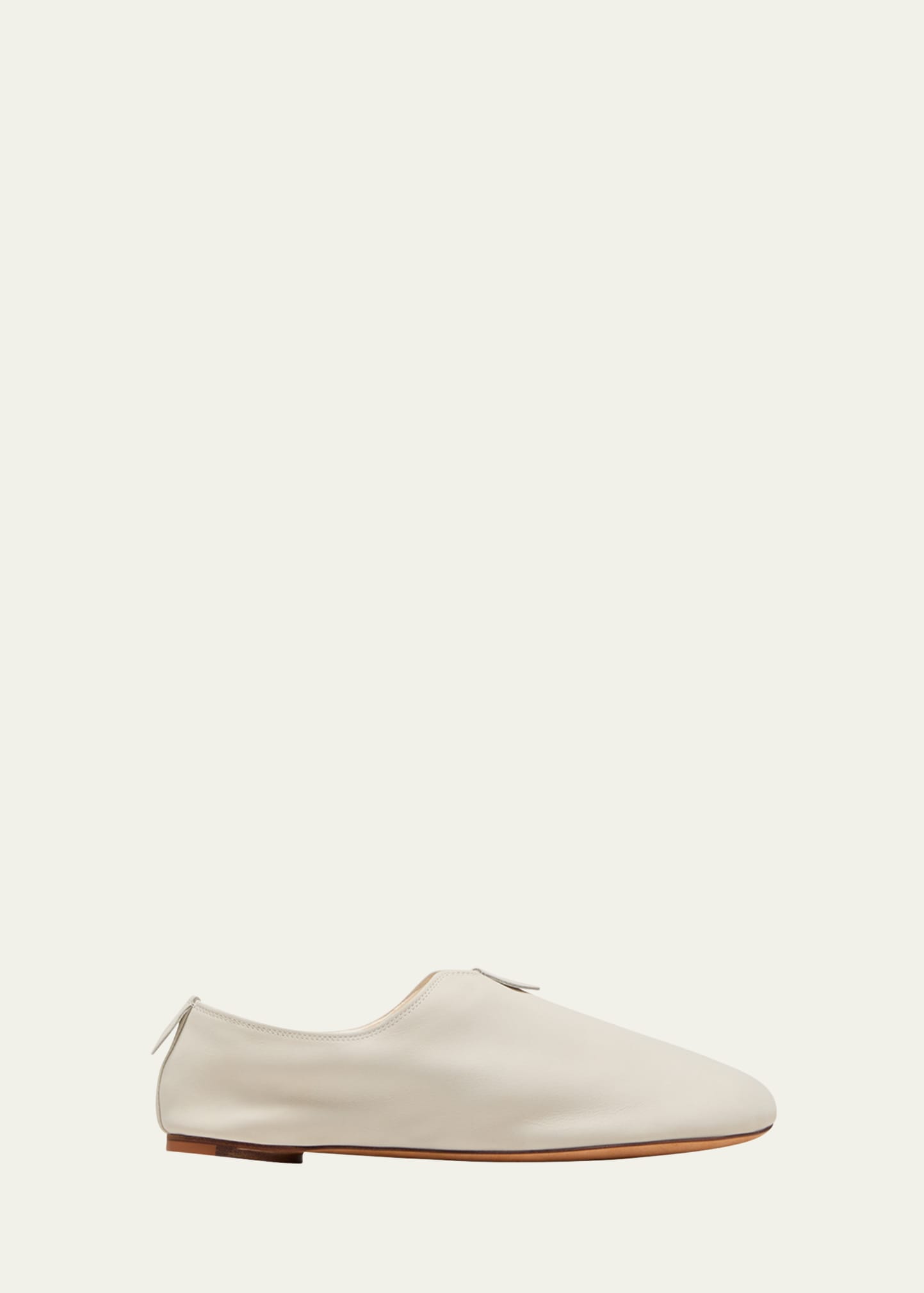 Loro Piana Floaty Leather Ballerina Flats In 1615 Whisper Whit