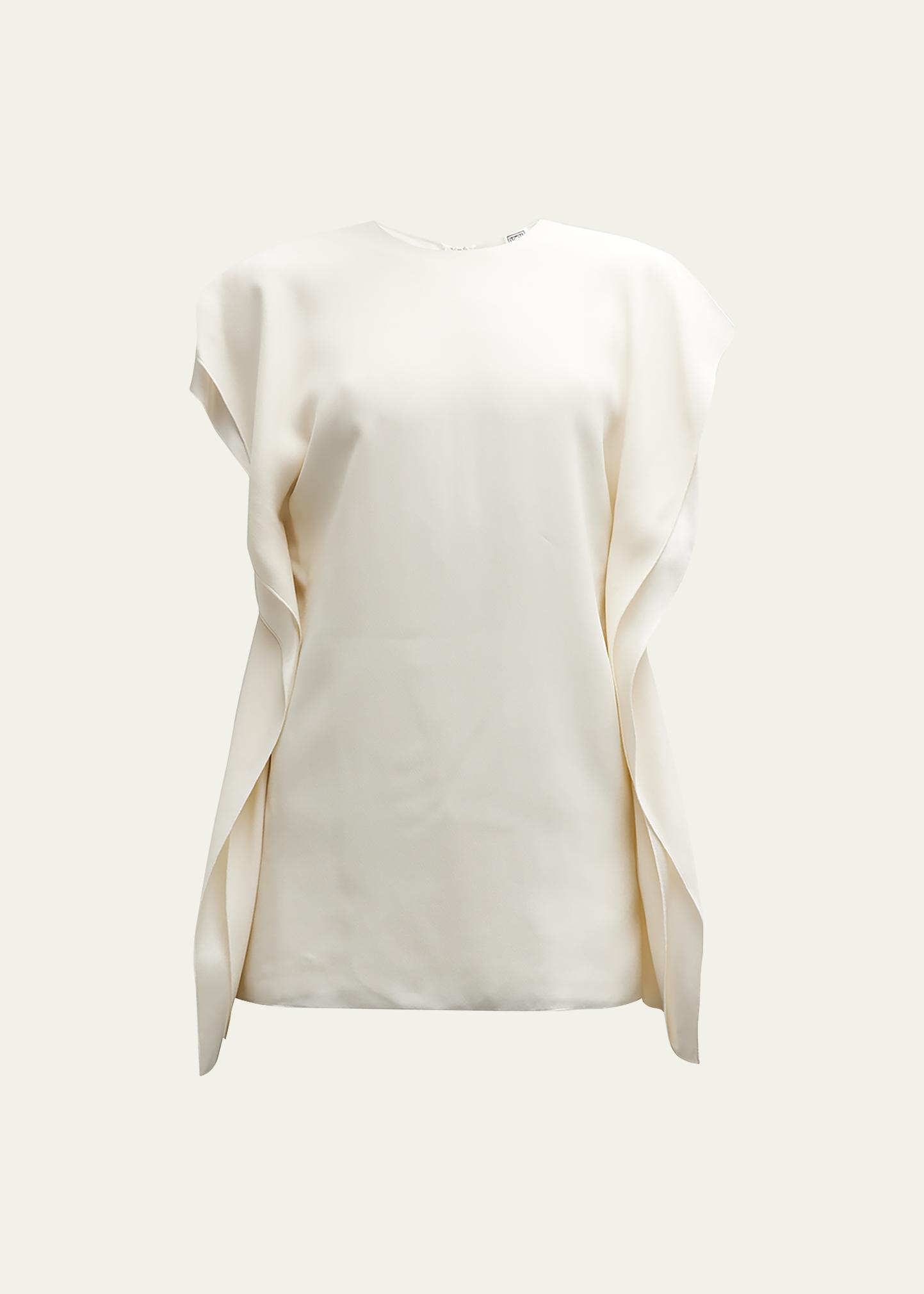Totême Side Drape Satin Crepe Top in Macadamia | Smart Closet