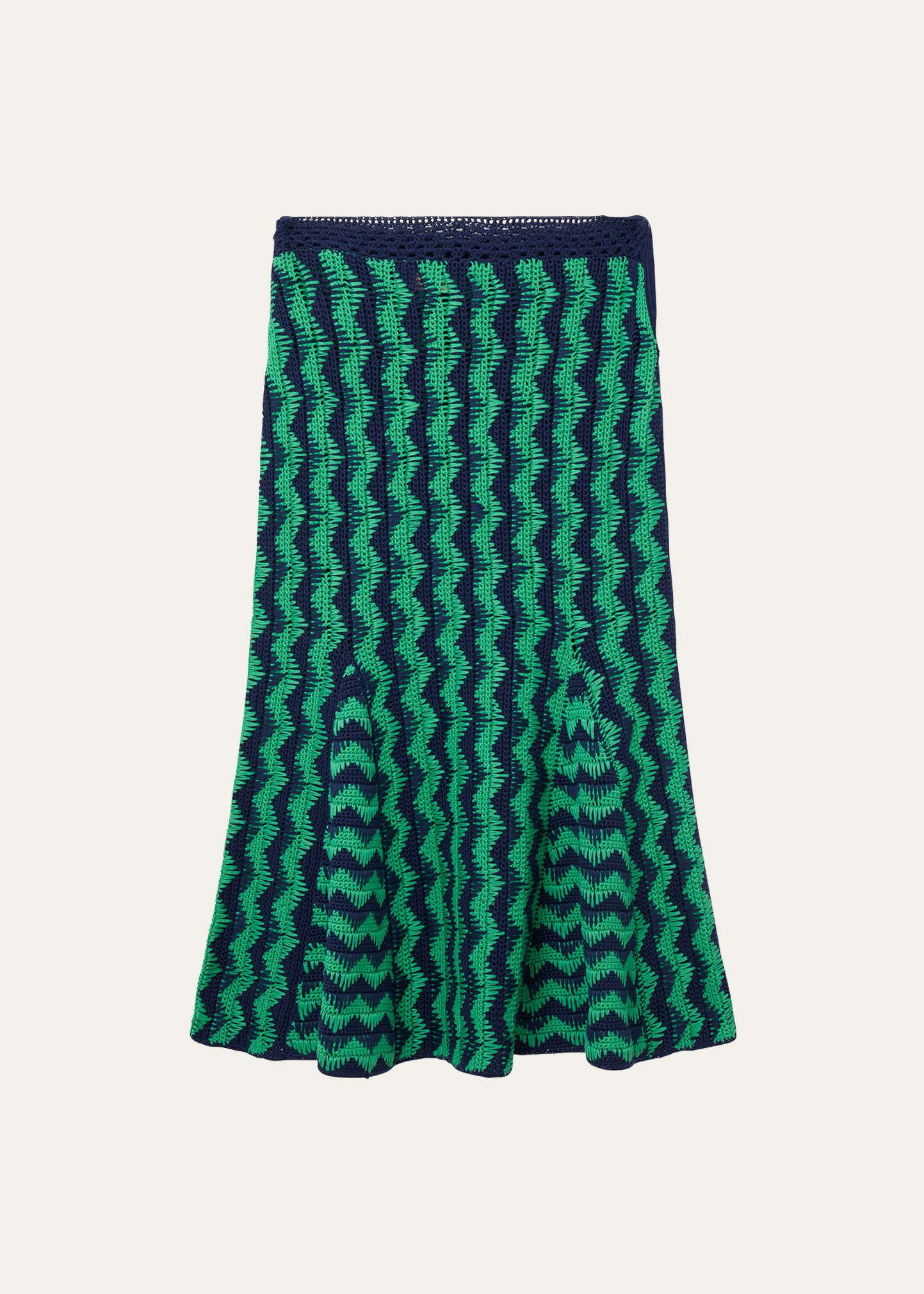 Wales Bonner Ocean Crochet-knit Midi Skirt In Green And Navy