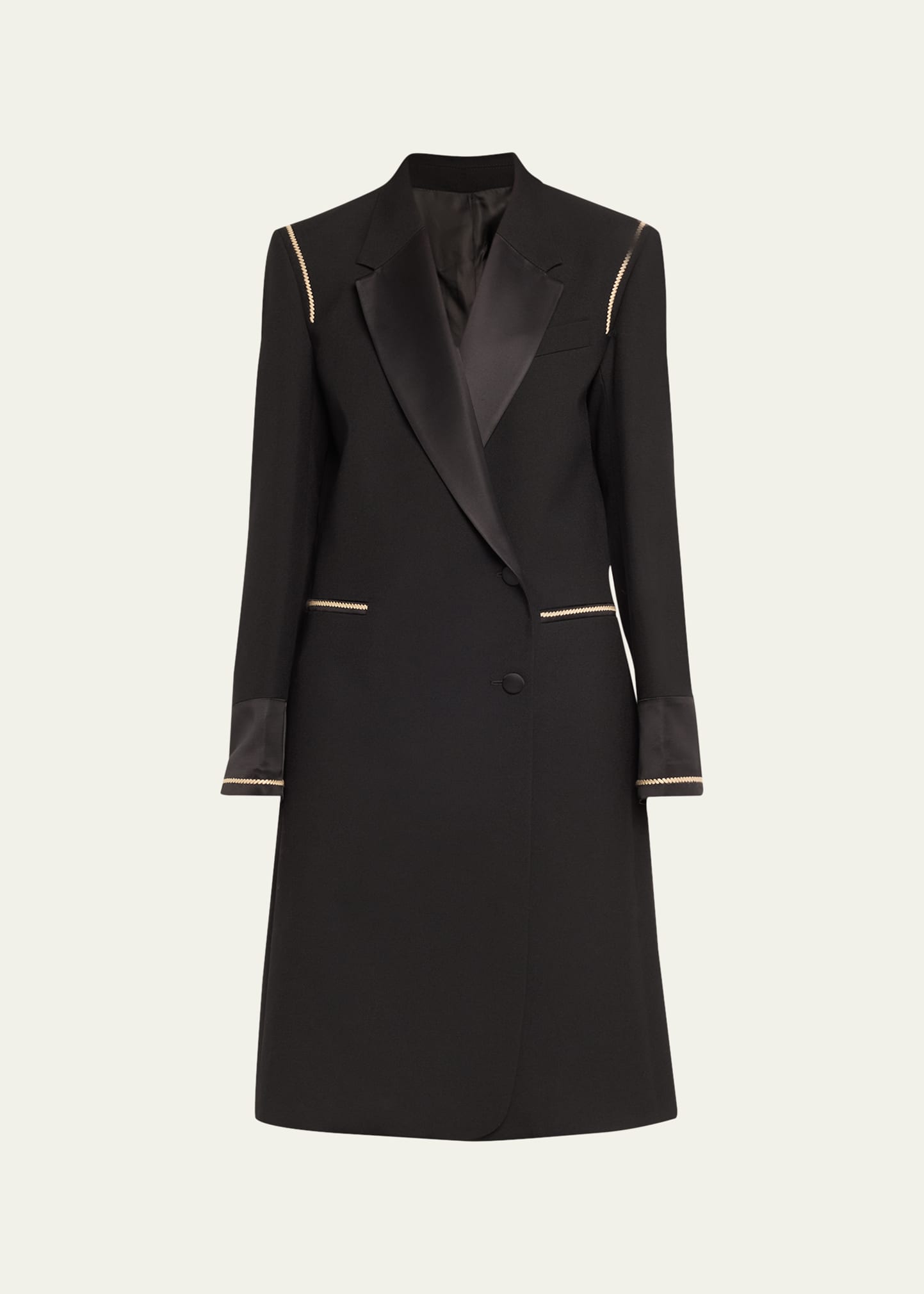 Contrast-Stitch Wool Evening Coat