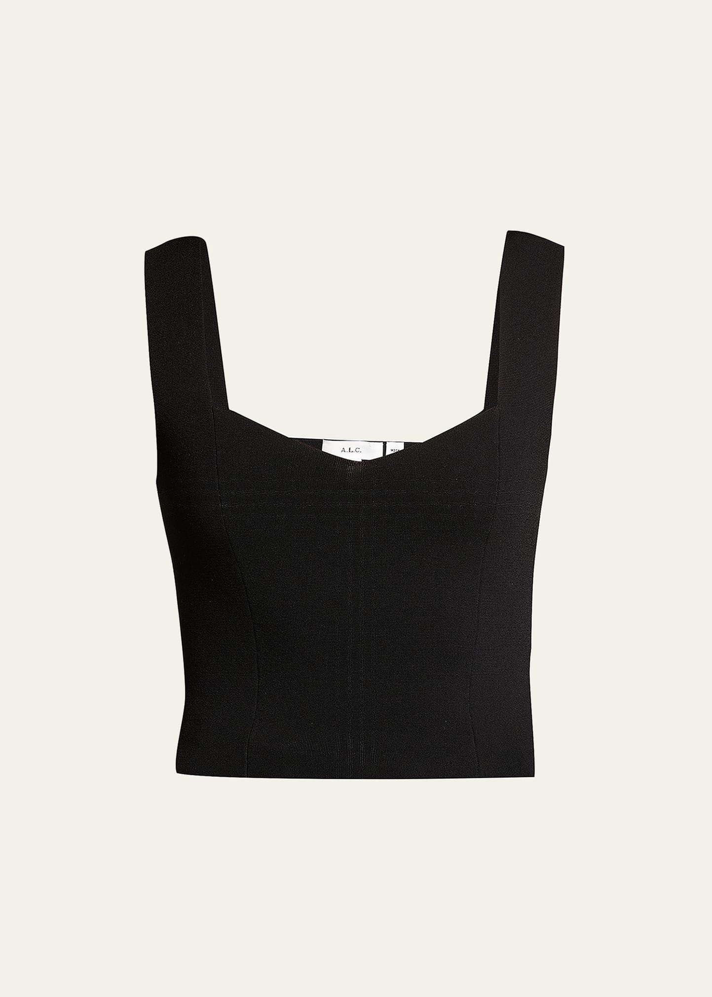 A.l.c Jordana Compact Knit Bra Top In Black In Black