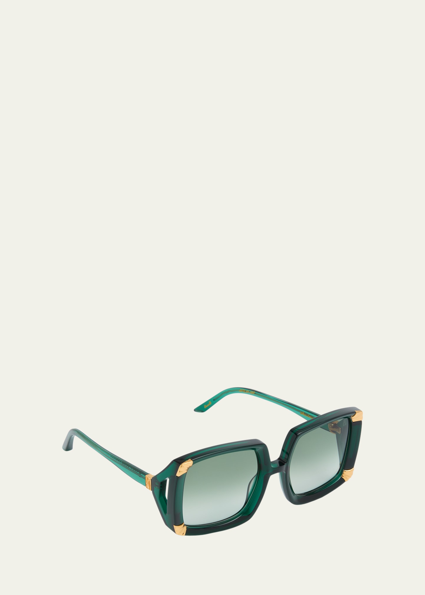 Anna-Karin Karlsson Strawberry Moon Green Square Acetate & Gold-Plated Steel Sunglasses