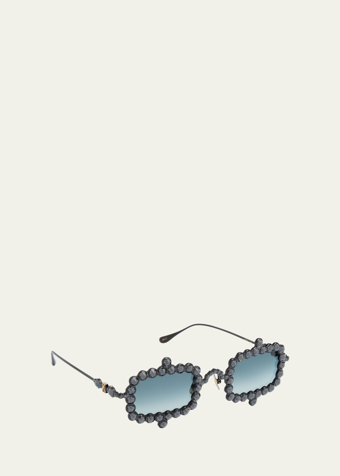 Anna-Karin Karlsson Crystal Mirage Titanium & Black Crystal Rectangle Sunglasses