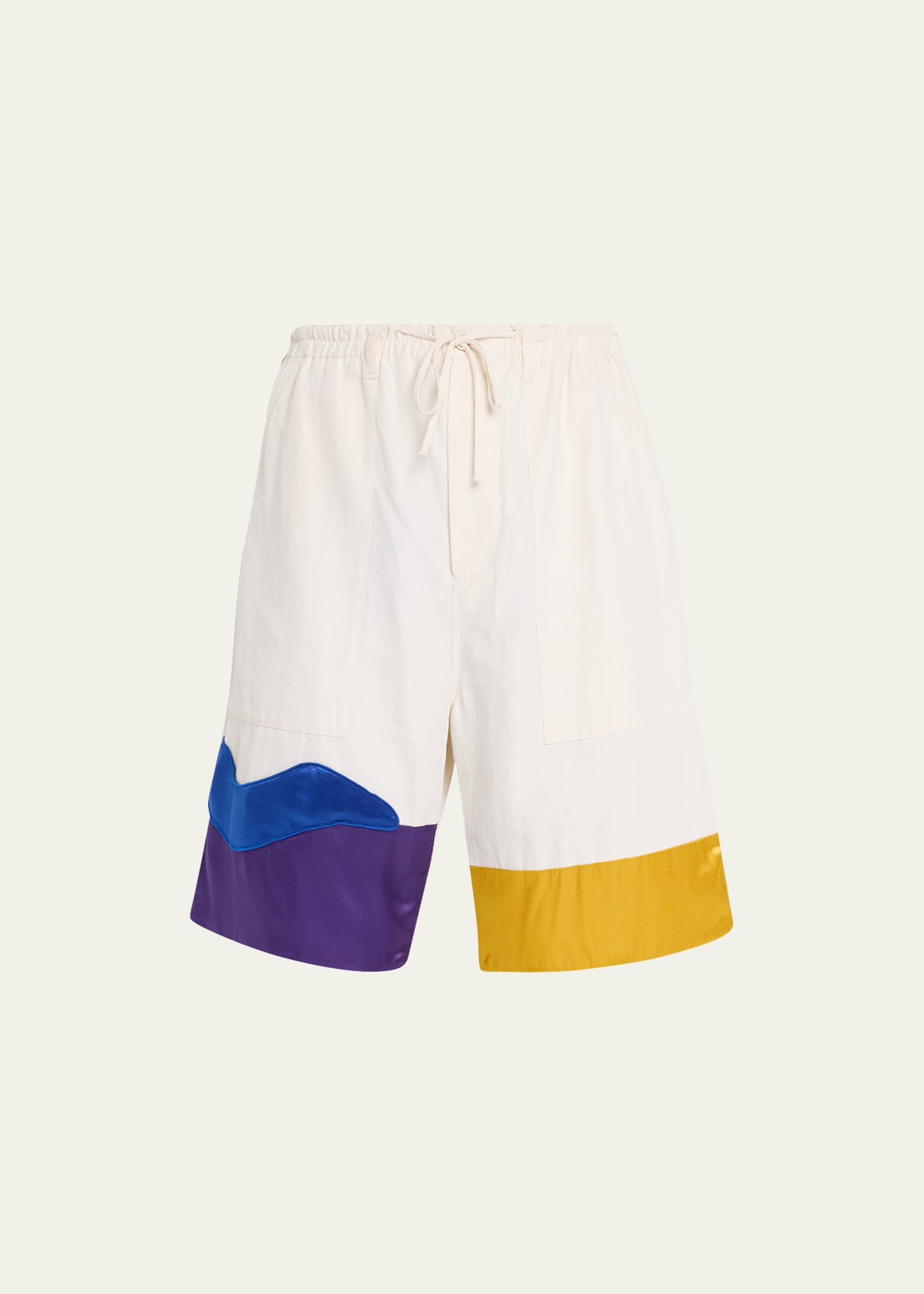 MARNI X NO VACANCY INN MEN'S RELAXED SHORTS WITH PATCHES