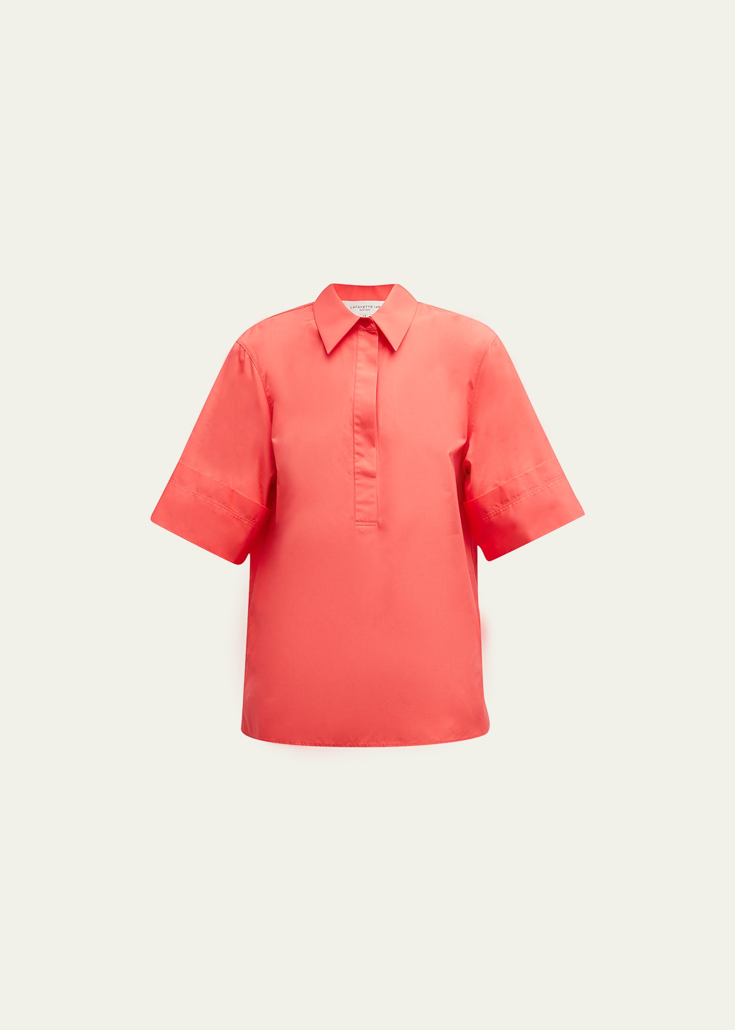 Lafayette 148 New York Elbow-Sleeve Cotton Camp Shirt