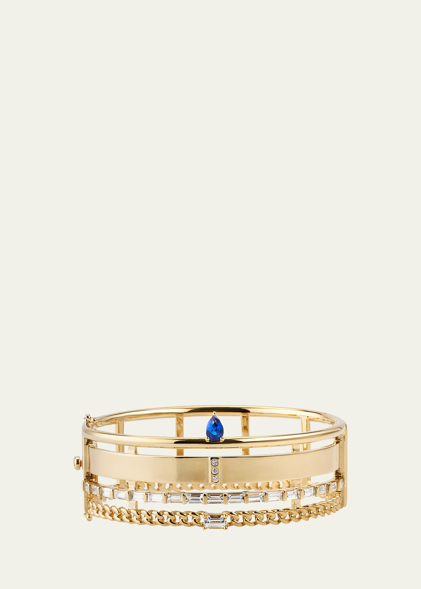 14k Gold Sapphire and Diamond Bangle Bracelet