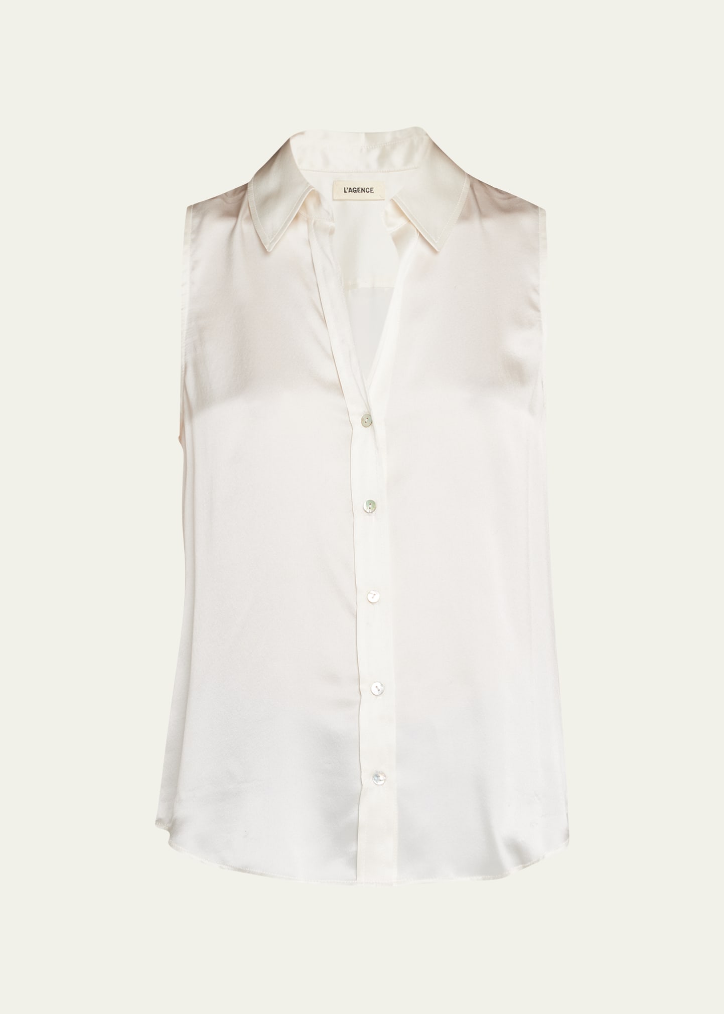 Shop L Agence Emmy Sleeveless Silk Blouse In Ivory