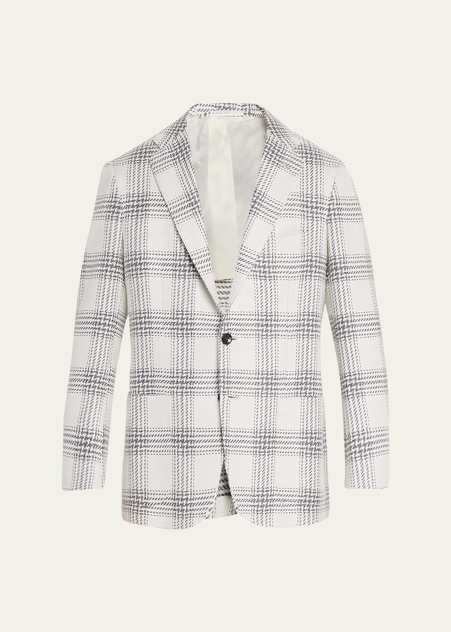Kiton Men's Plaid Cashmere-blend Sport Jacket In Gry