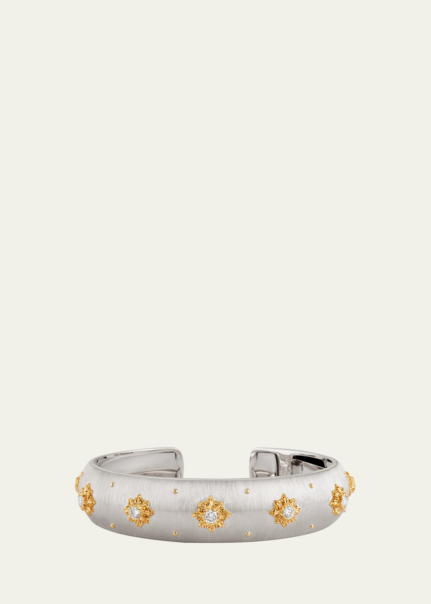 18K White Gold Macri Classica Cuff Bracelet with Diamonds