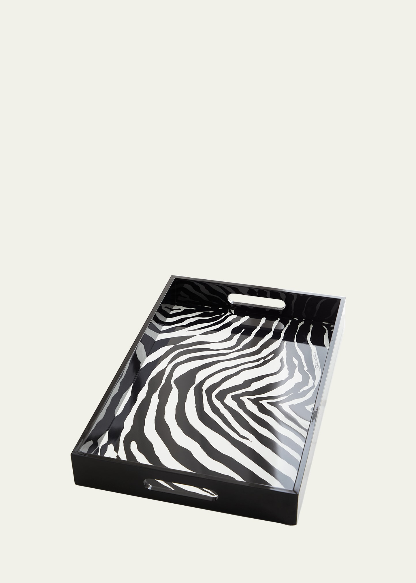 Dolce & Gabbana Casa Dg Logo Rectangular Tray In Zebra