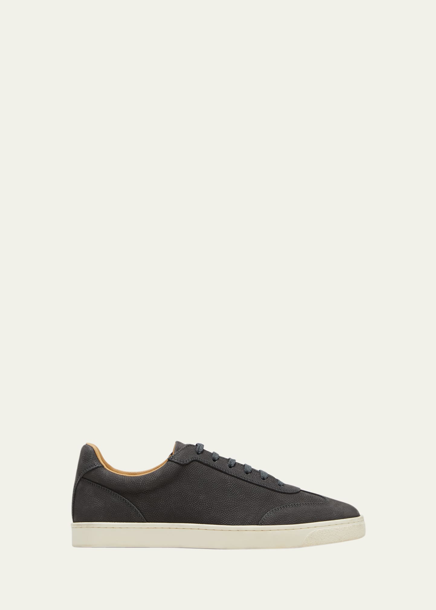 Brunello Cucinelli Men's T-toe Leather Low-top Sneakers In Black