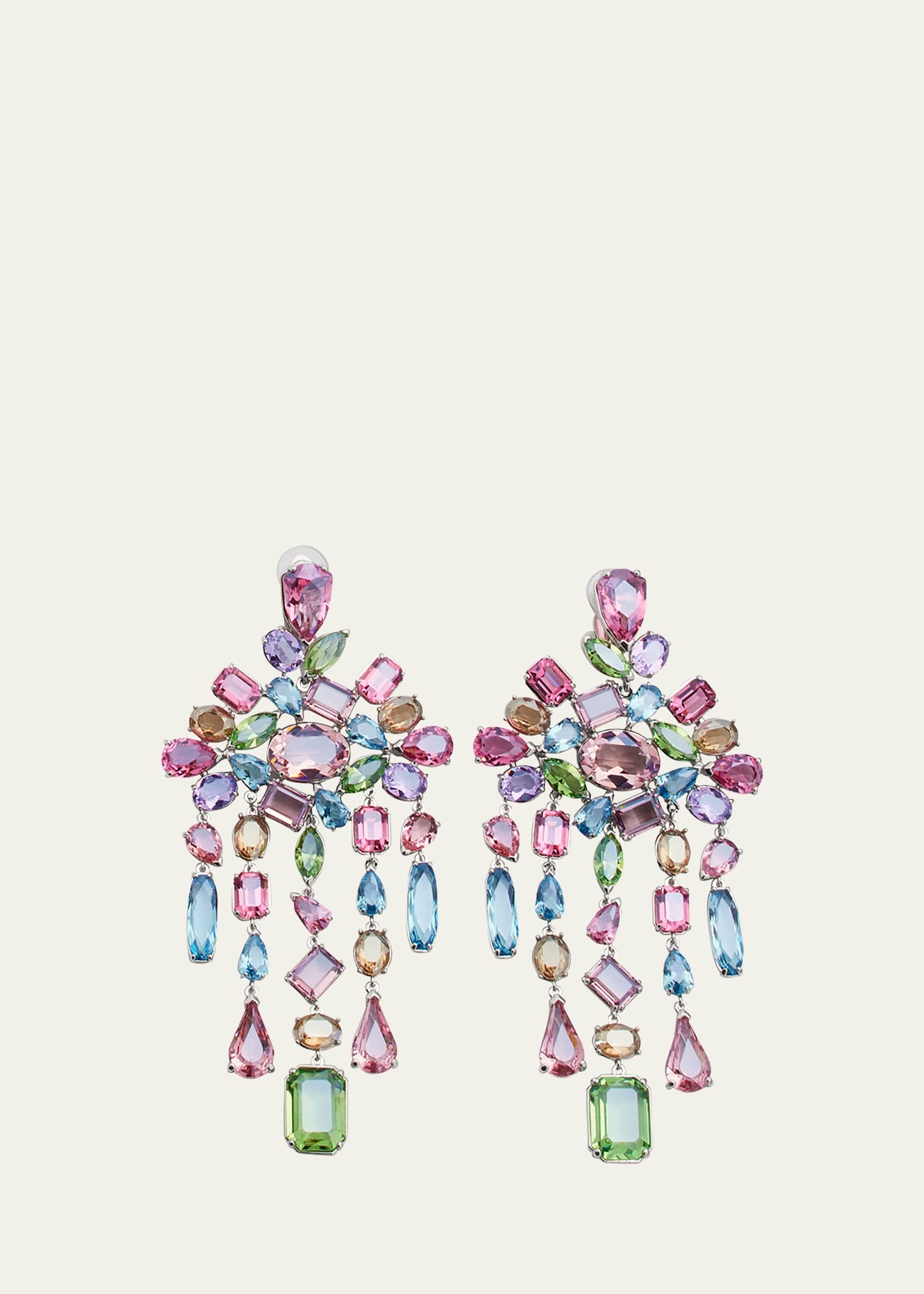 Gema Chandelier Clip Earrings, Multicolor