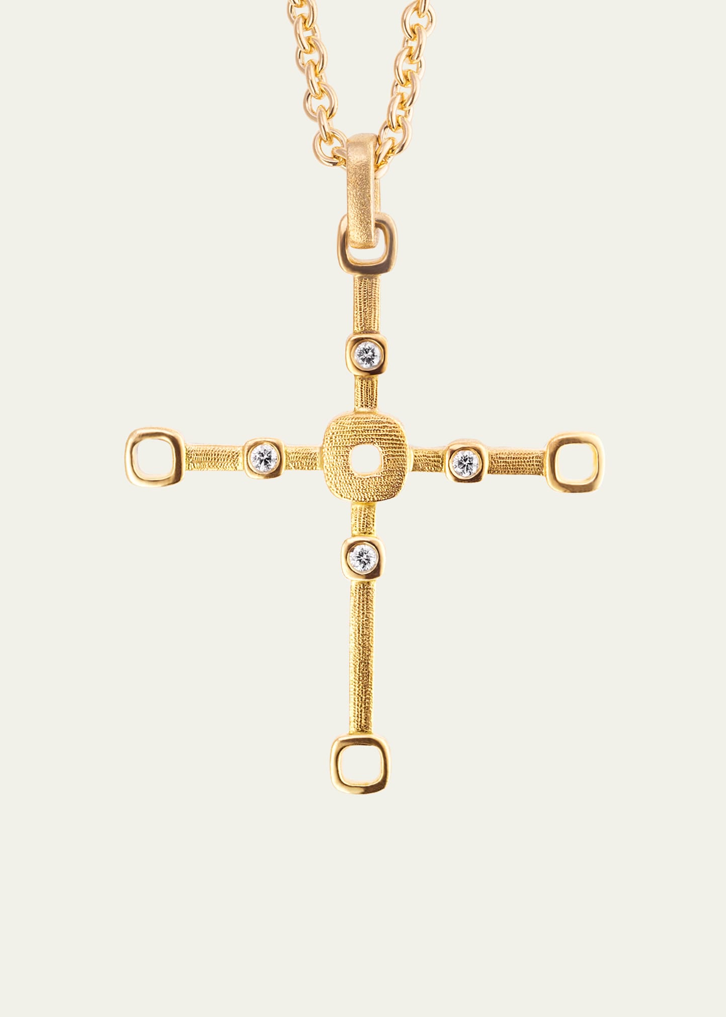 Alex Sepkus 18k Gold Box Cross Pendant With Diamonds