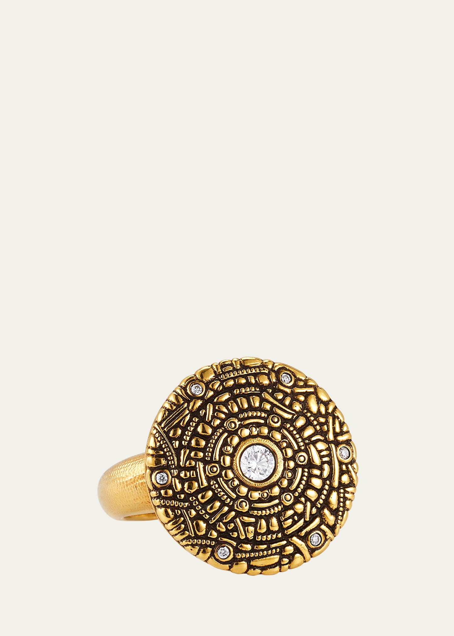 Alex Sepkus Shield 18k Gold Ring With Diamonds