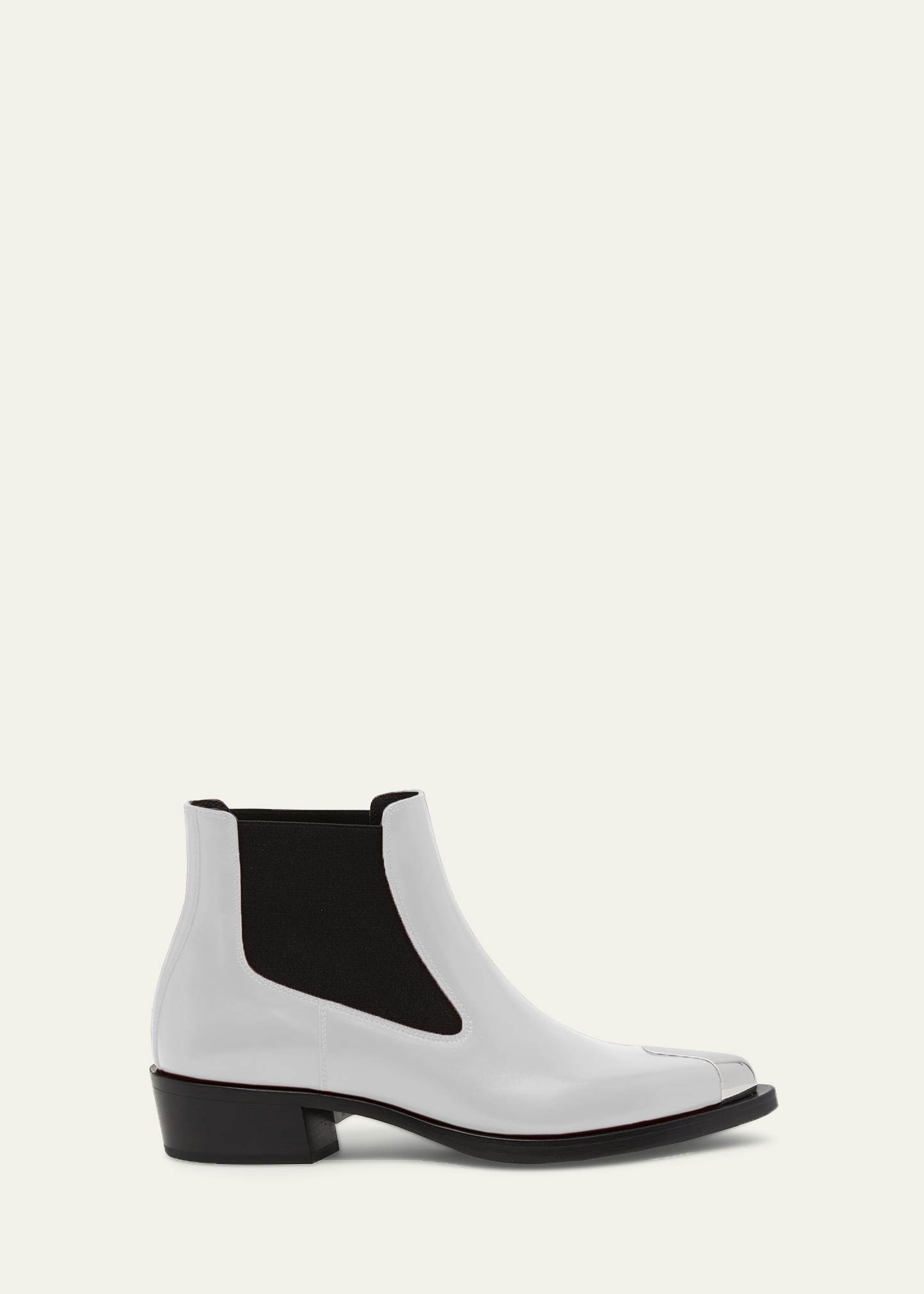 Alexander McQueen Punk Chelsea Boot in 9089-Op. white/Blk 