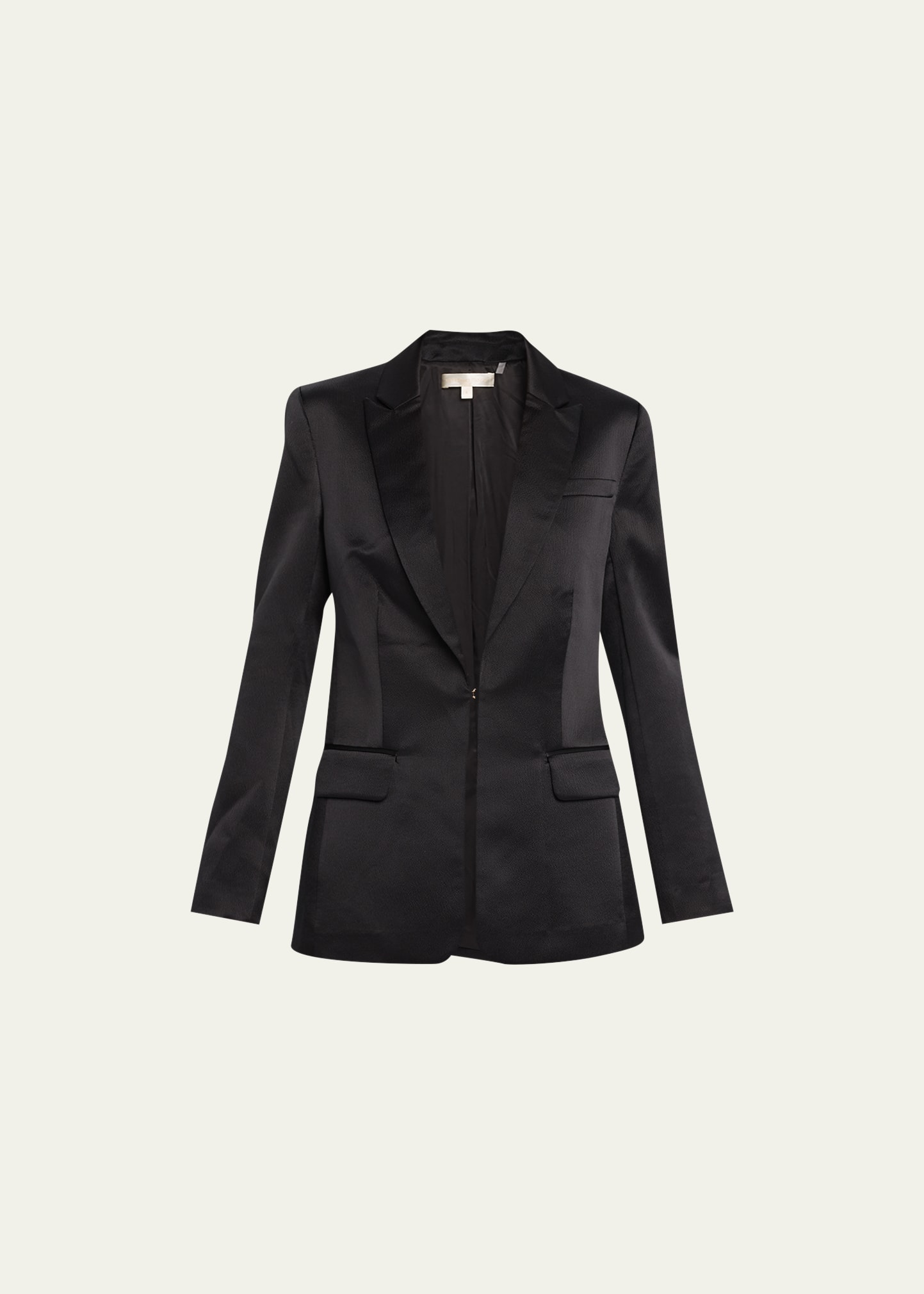 Gaston Peak-Lapel Silk Blazer