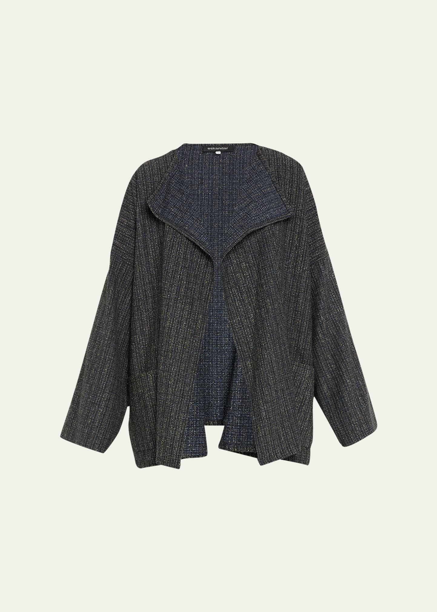 Eskandar Mid Plus Wool Short Jacket In Tealdark