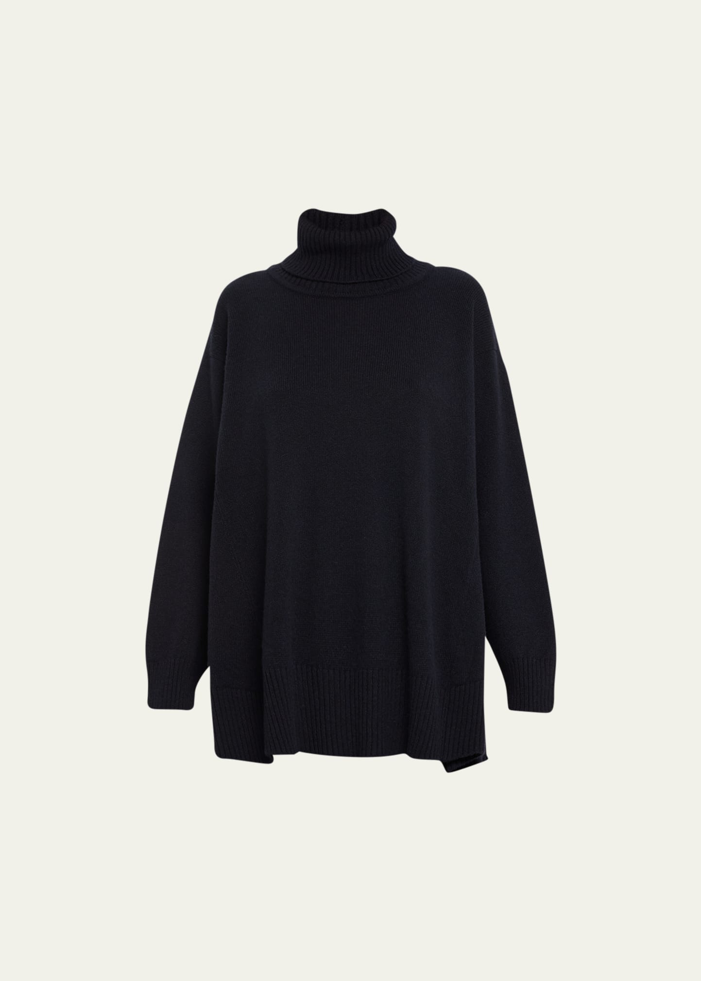 Eskandar Mid Plus Paneled A-line Roll Neck Sweater In Midnight