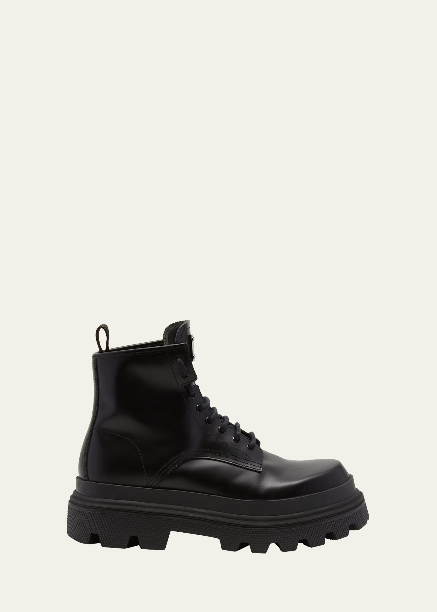DOLCE & GABBANA MEN'S SPAZZ LEATHER COMBAT BOOTS