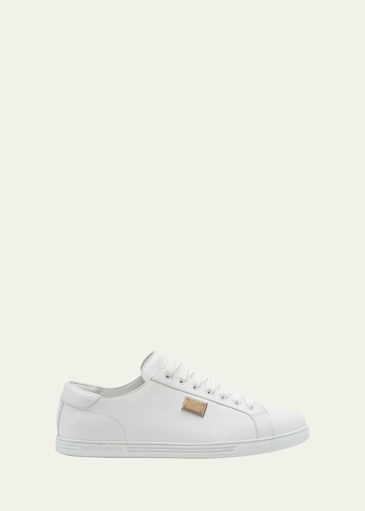 Shop Dolce & Gabbana Men's Saint Tropez Logo Plaque Low-top Sneakers In White