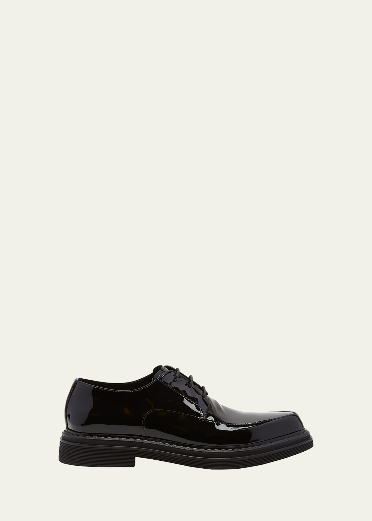 Dolce & Gabbana Men's Patent Leather Derby Shoes In Black