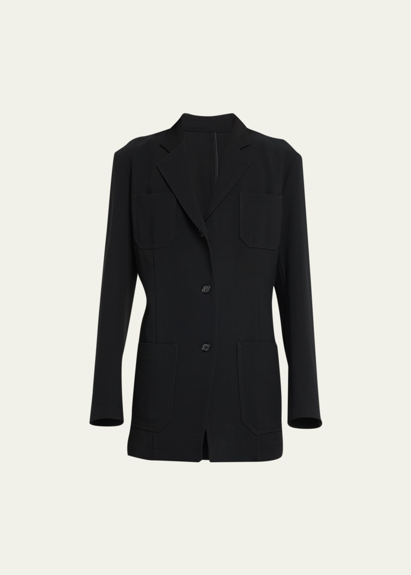 Totême Slim Viscose & Linen Blazer In Black