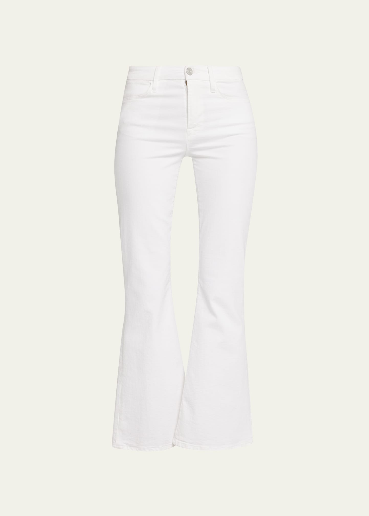 Shop Frame Le Easy Flare Ankle Jeans In Blanc