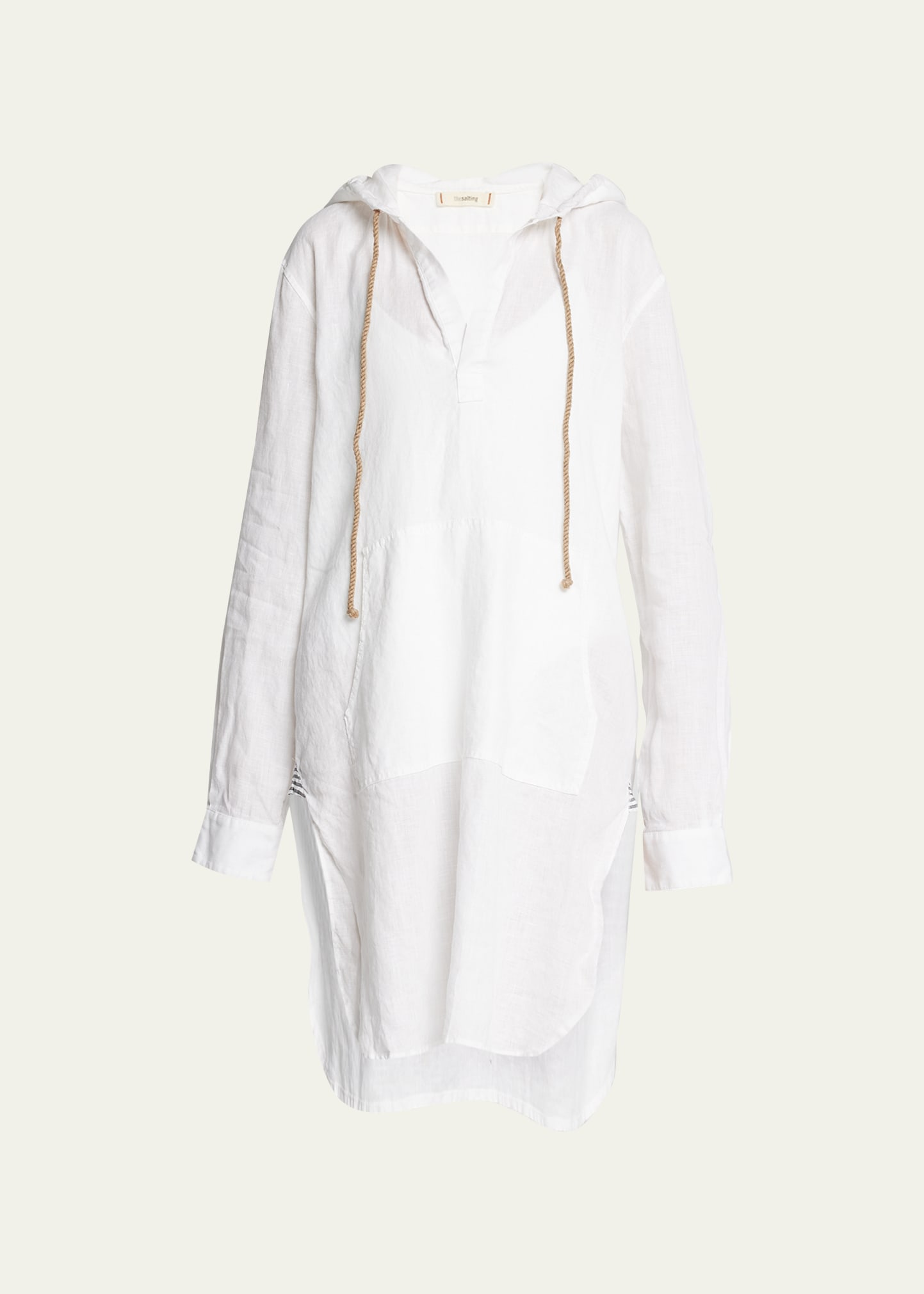 The Salting Linen Hoodie Tunic Shirt In White Tissue