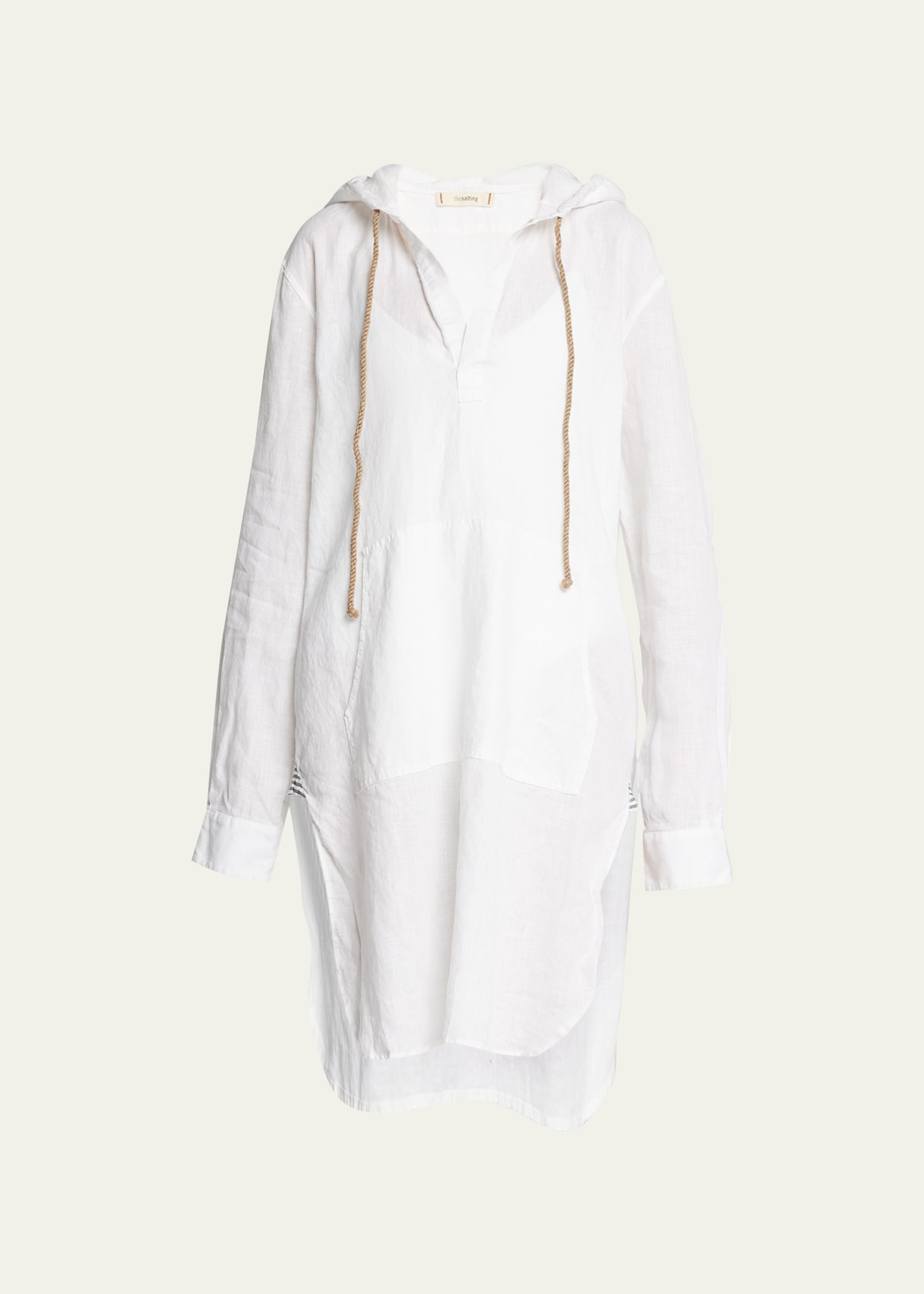 The Salting Linen Hoodie Tunic Shirt In White Tissue ModeSens