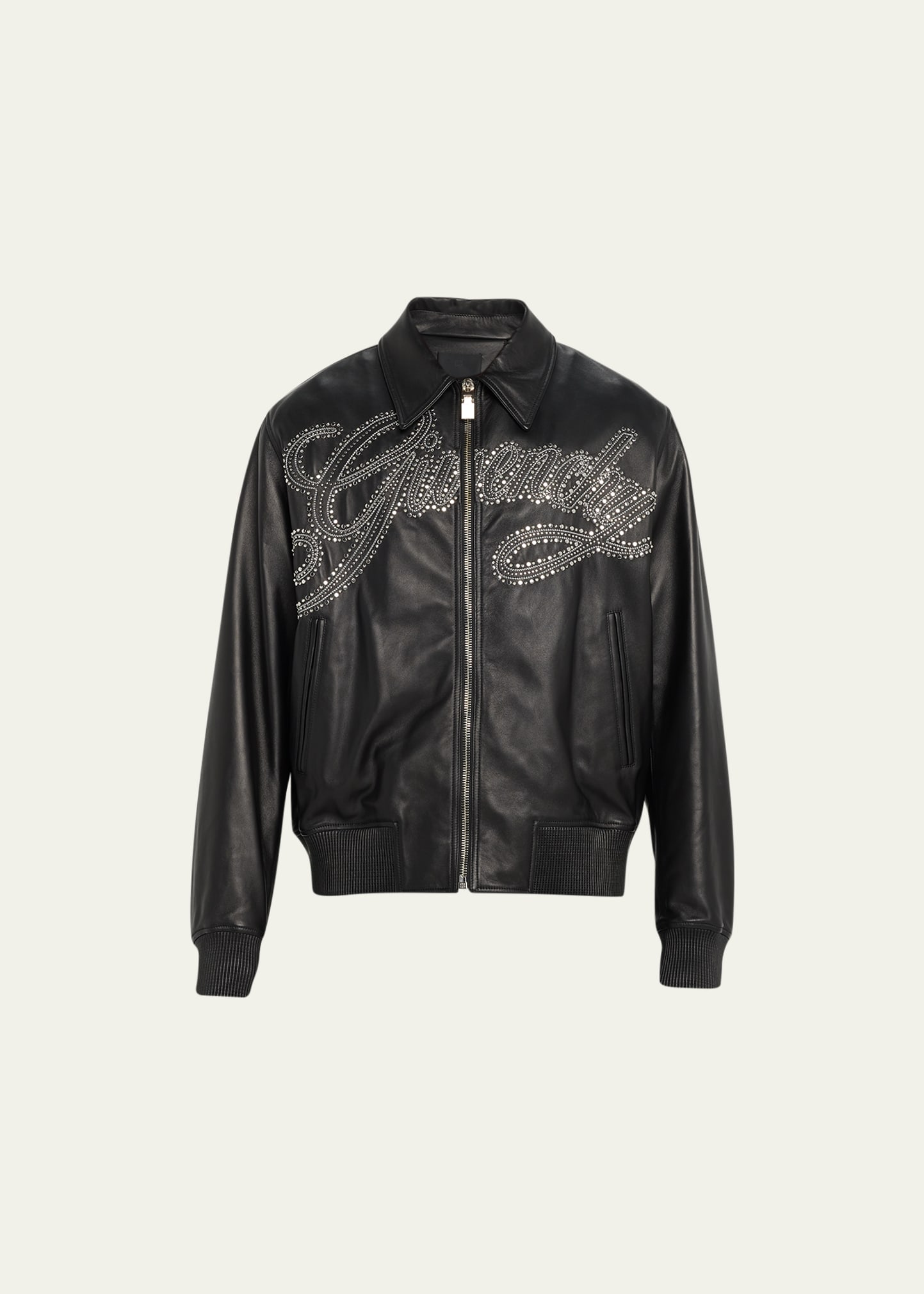 Men's Studded Leather Varsity Jacket