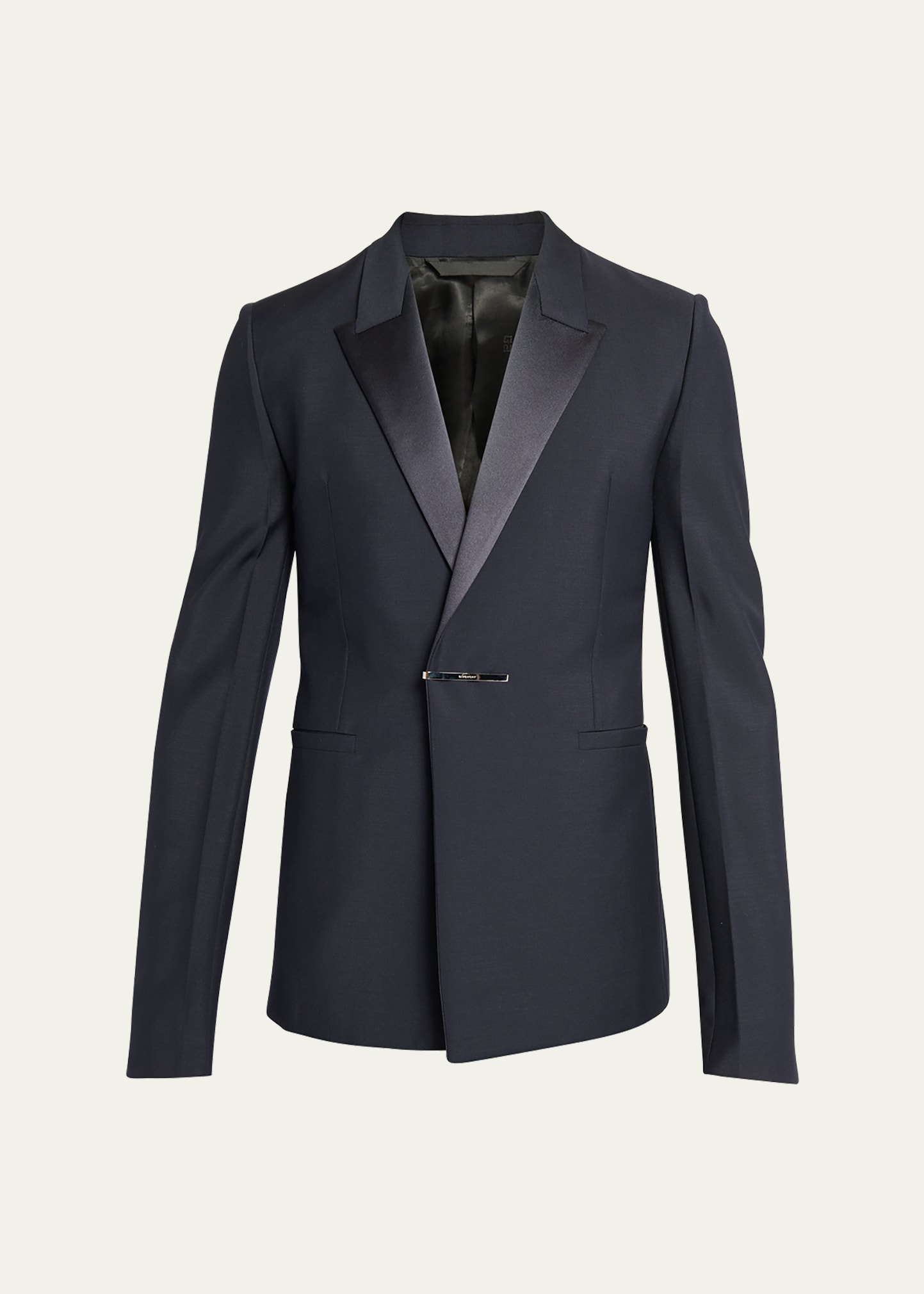 Givenchy Men's Evening Jacket With Metal Clip Closure In Night Blue