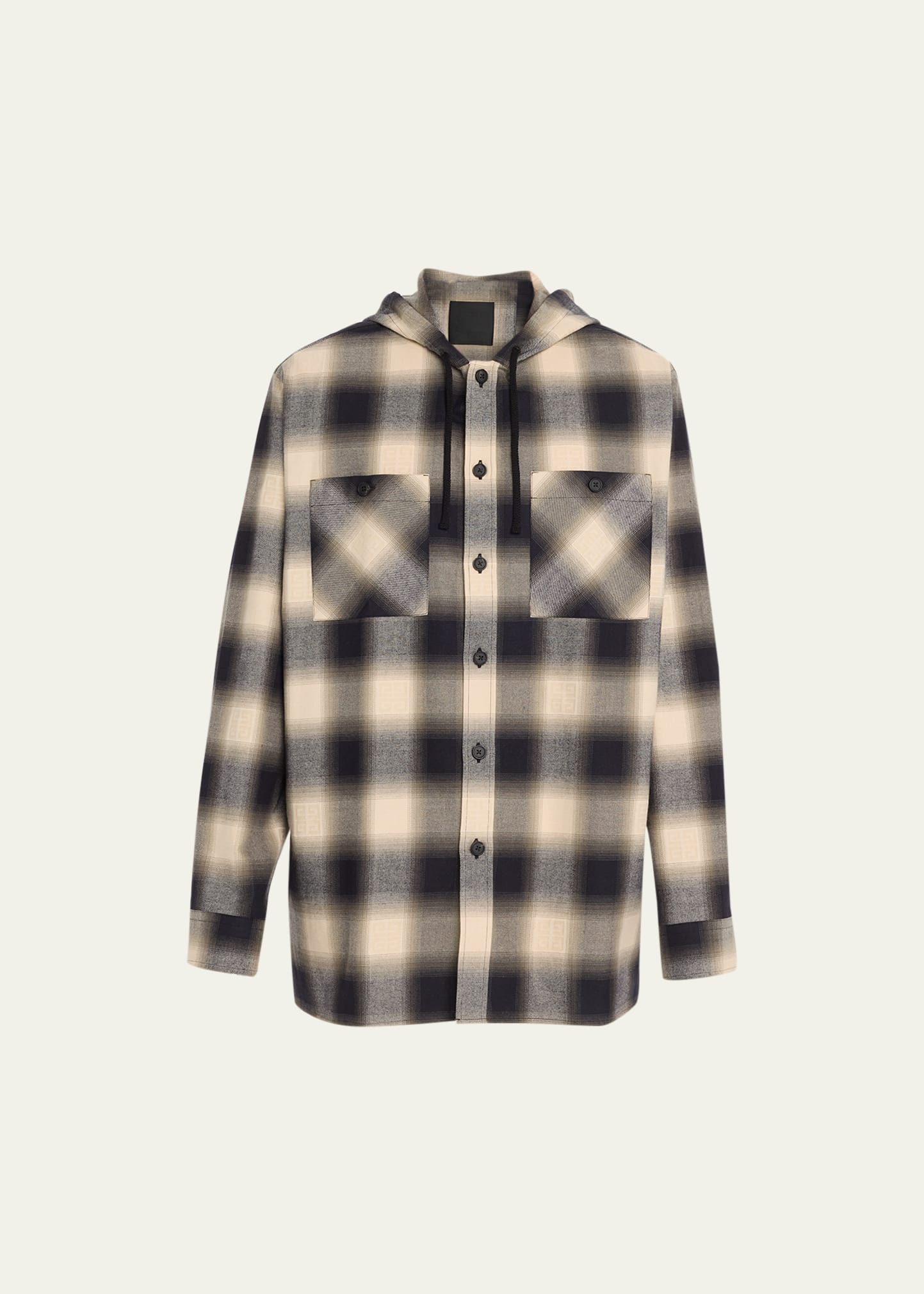 Men's Hooded Flannel Button-Down Shirt