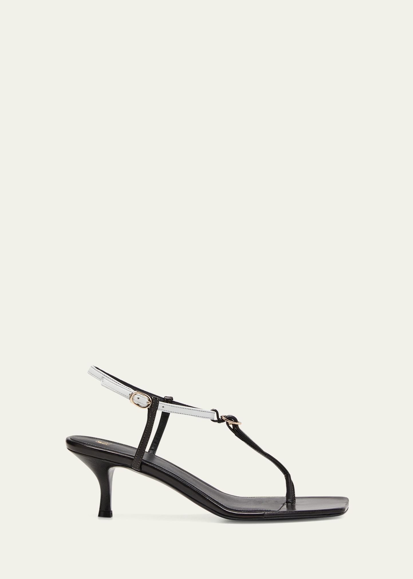 Shop Totême Bicolor Kitten-heel Leather Sandals In Black