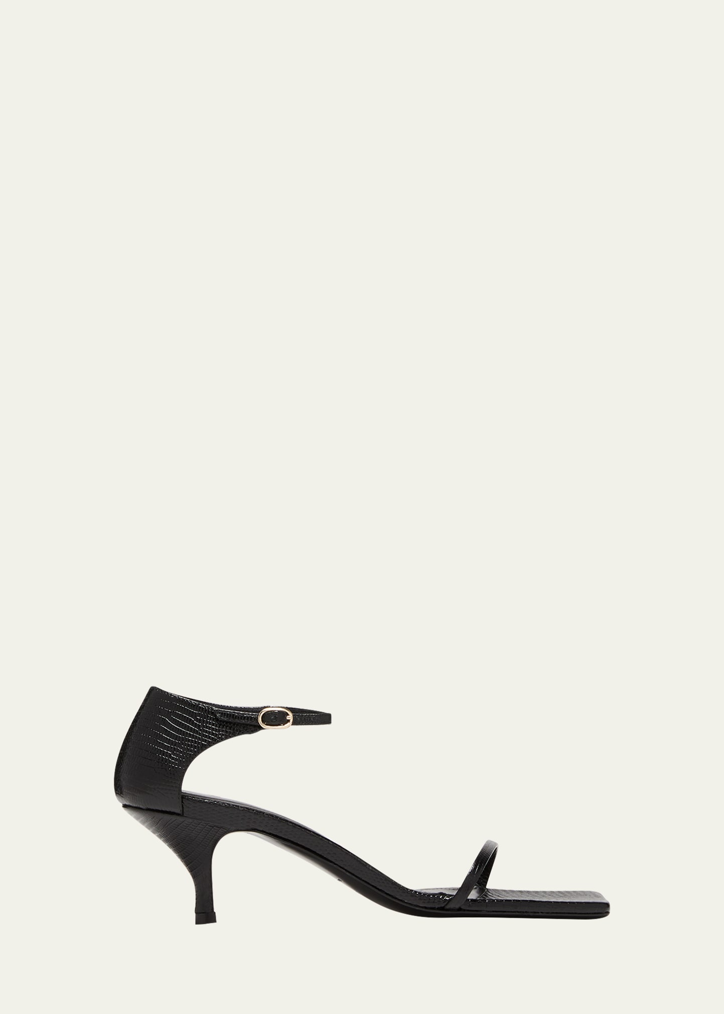 Shop Totême Lizard-embossed Ankle-strap Sandals In Black