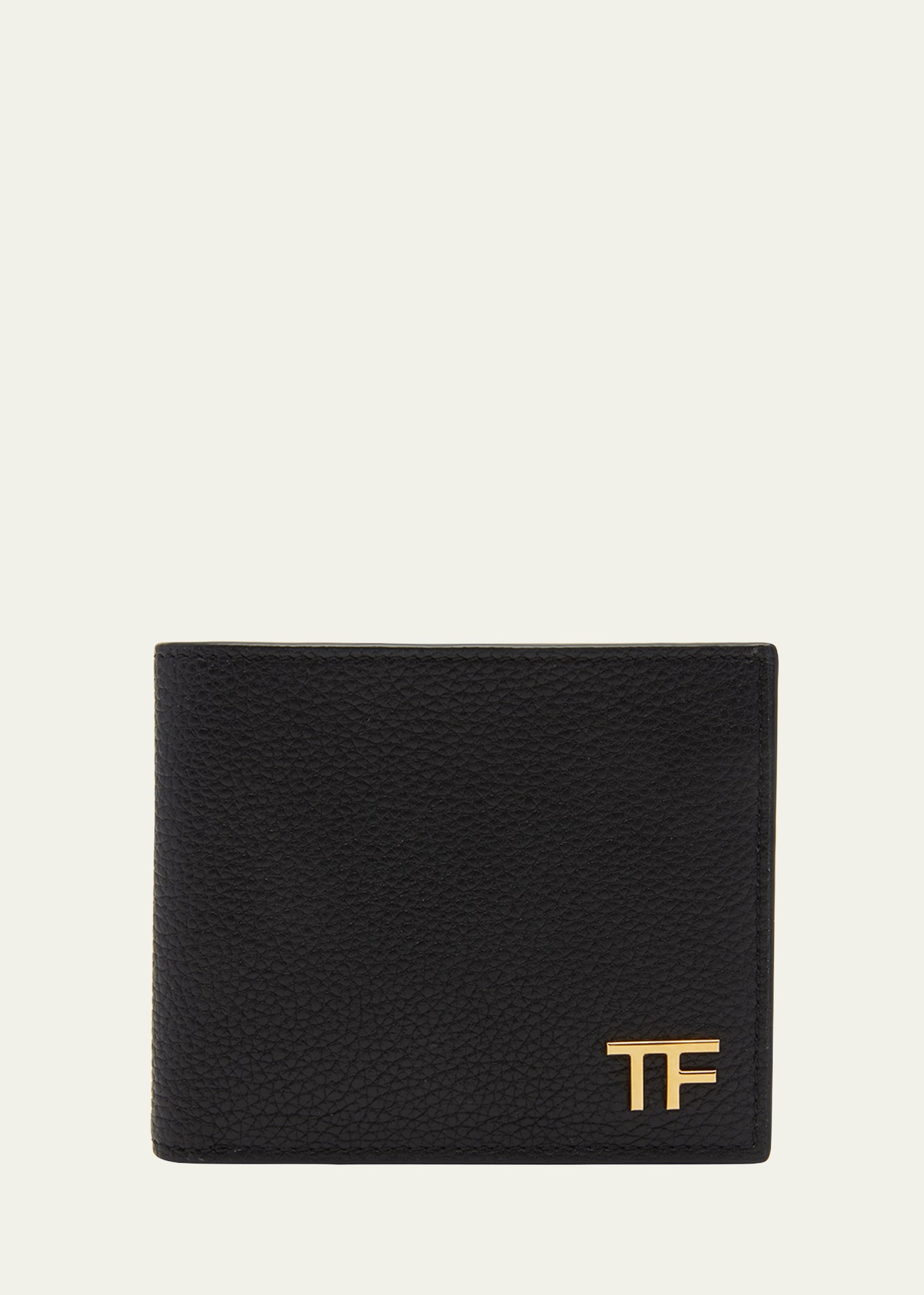 Tom Ford Men's T Line Classic Grain Leather Bifold Wallet In Black