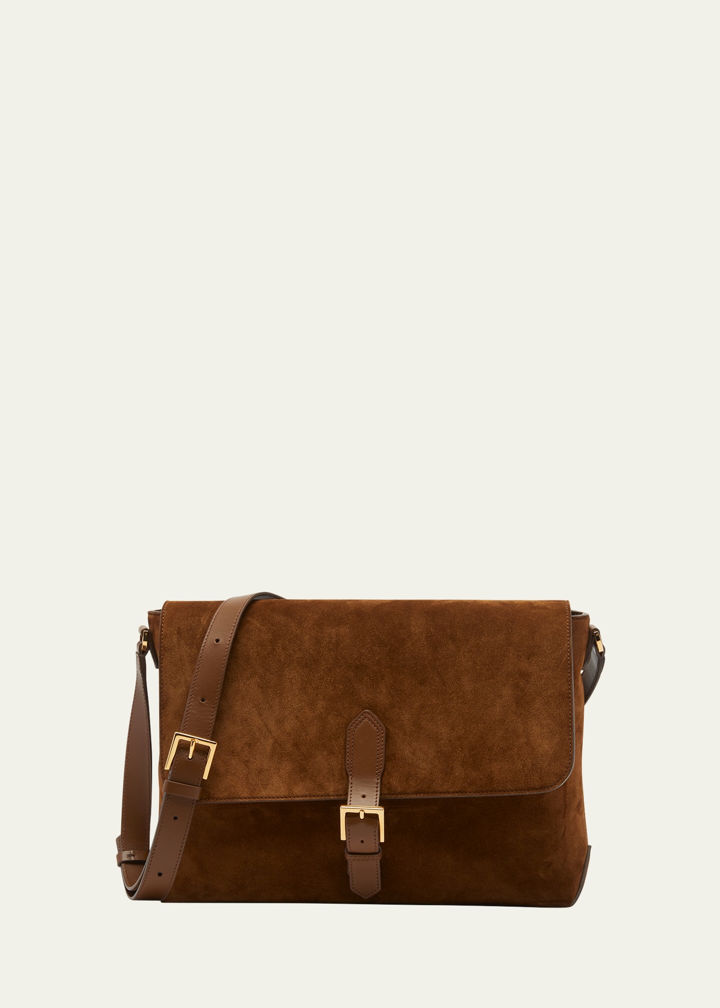 Shop Tom Ford Men's Medium Suede & Leather Messenger Bag In Cigar