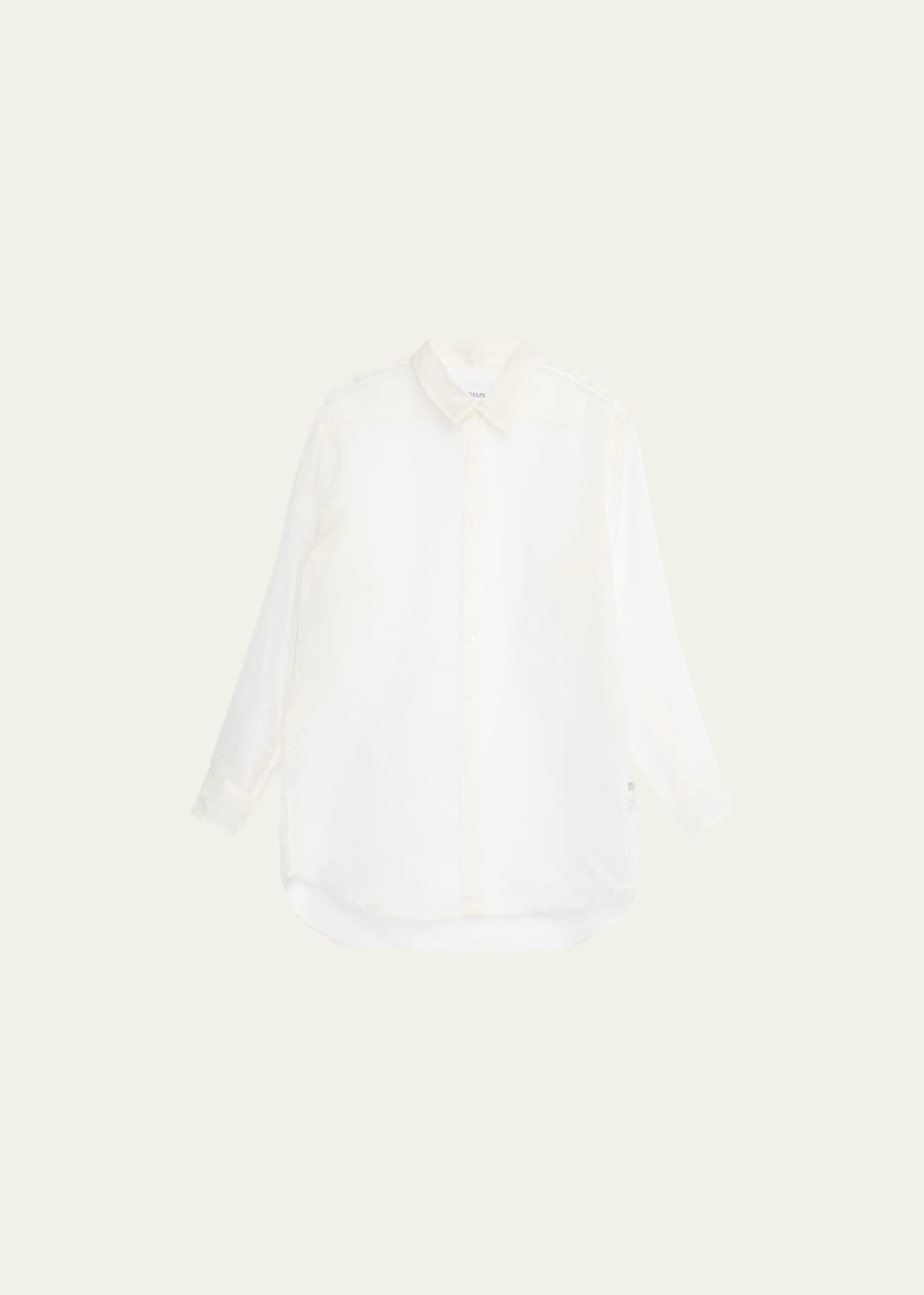 Shop Sprwmn Sheer Oversized Silk Shirt With Pocket In White