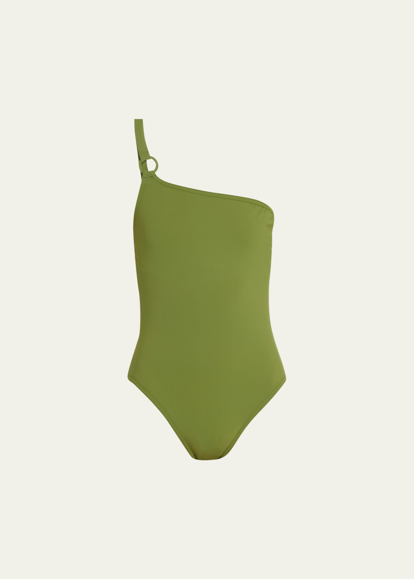 Shop Karla Colletto Morgan One-shoulder One-piece Swimsuit In Moss