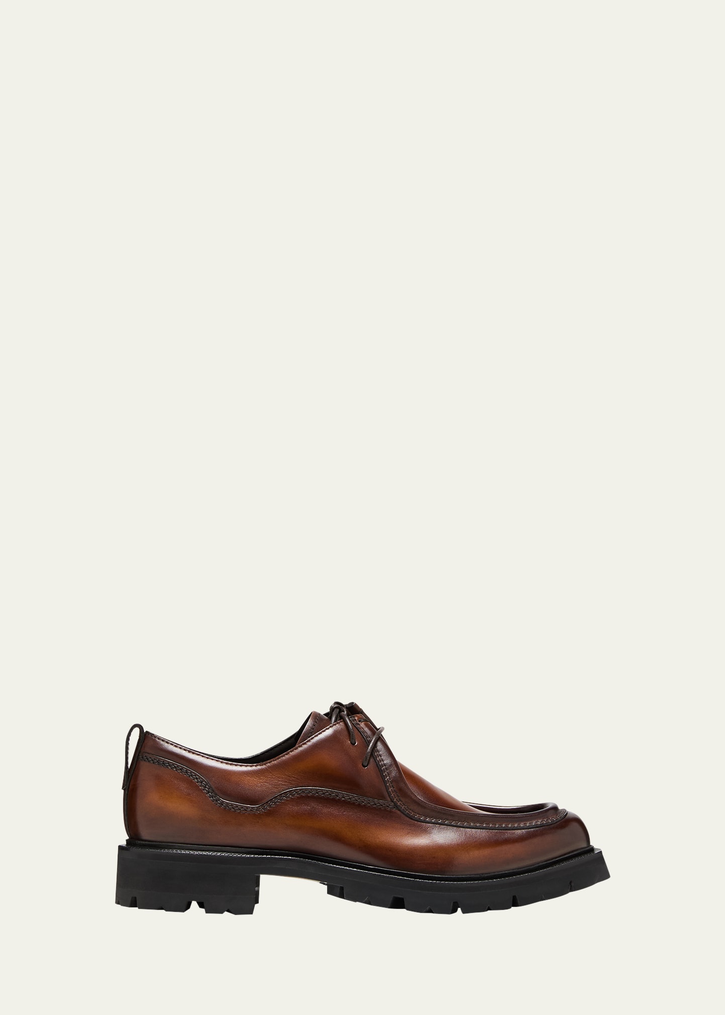 Berluti Men's Brunico Lug Sole Leather Derby Shoes In Intense Cacao
