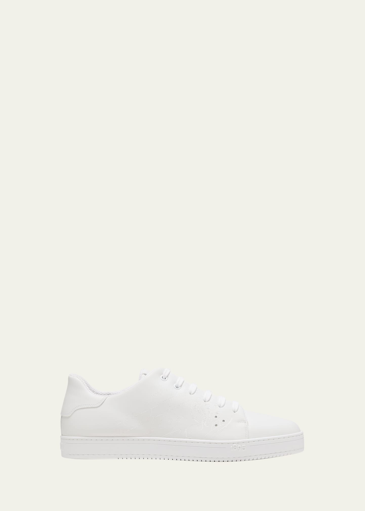 Berluti Men's Playtime Scritto Low-top Leather Sneakers In Full White