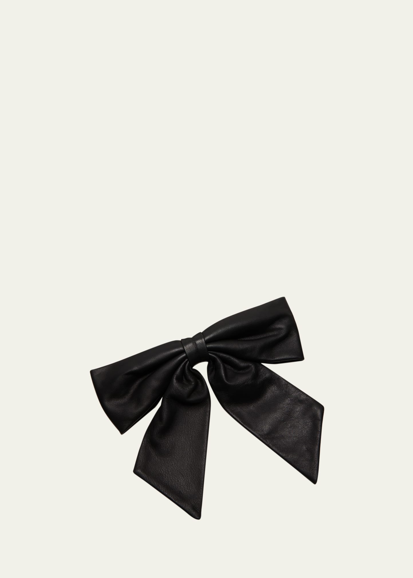 Natasha Accessories Limited Leather Bow Barrette In Black