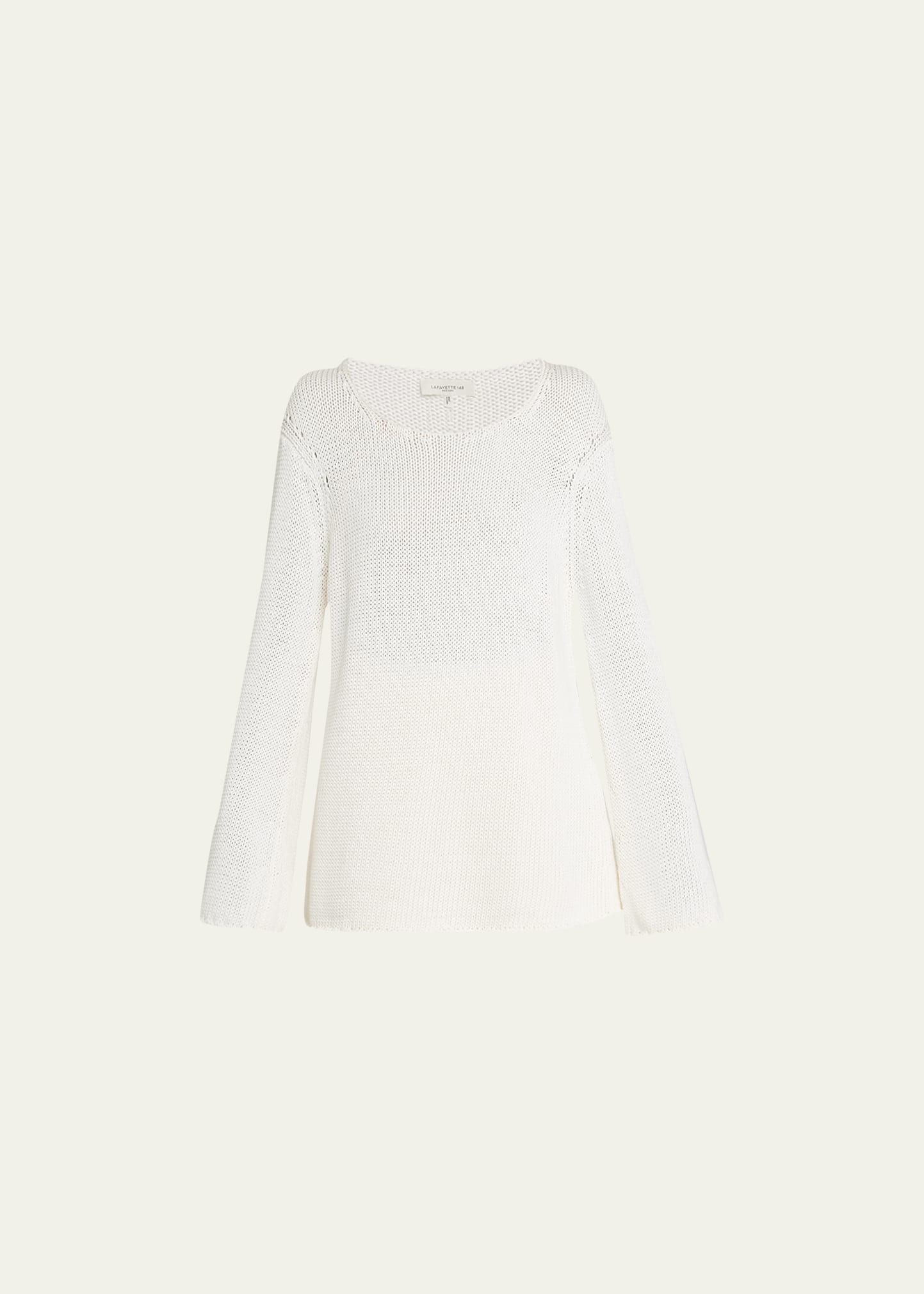 Lafayette 148 Scoop-neck Loose-knit Sweater In Cloud