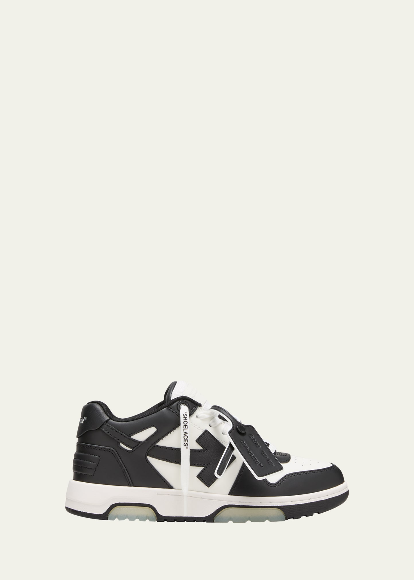 Shop Off-white Men's Out Of Office Leather Low-top Sneakers In White Black