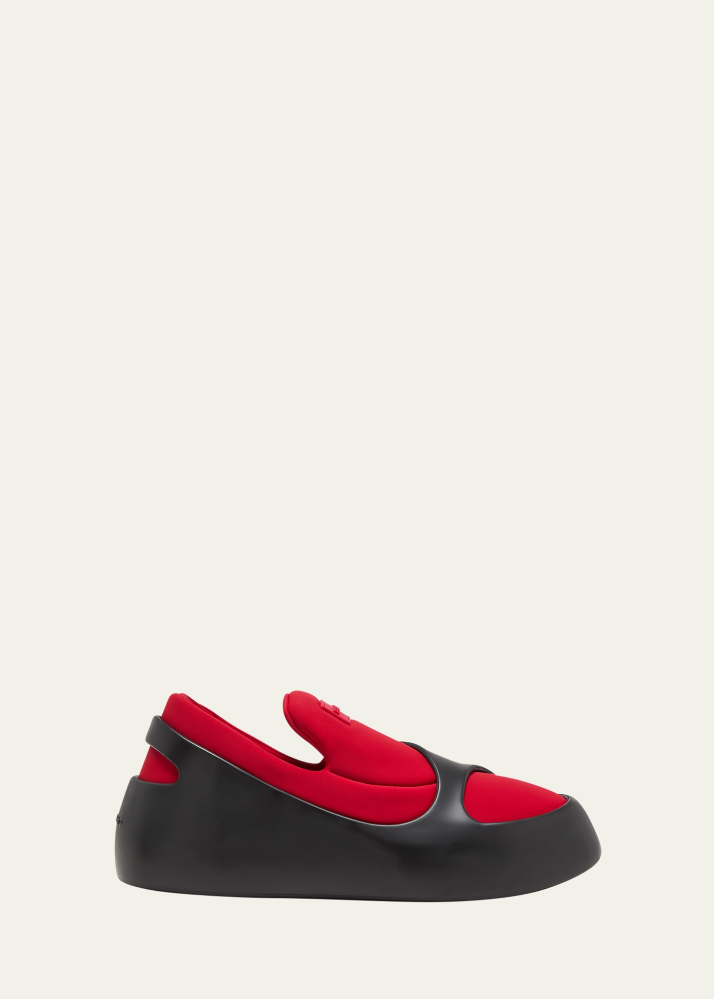 Ferragamo Two-tone Slip Ons In Neoprene And Rubber In Flame Red