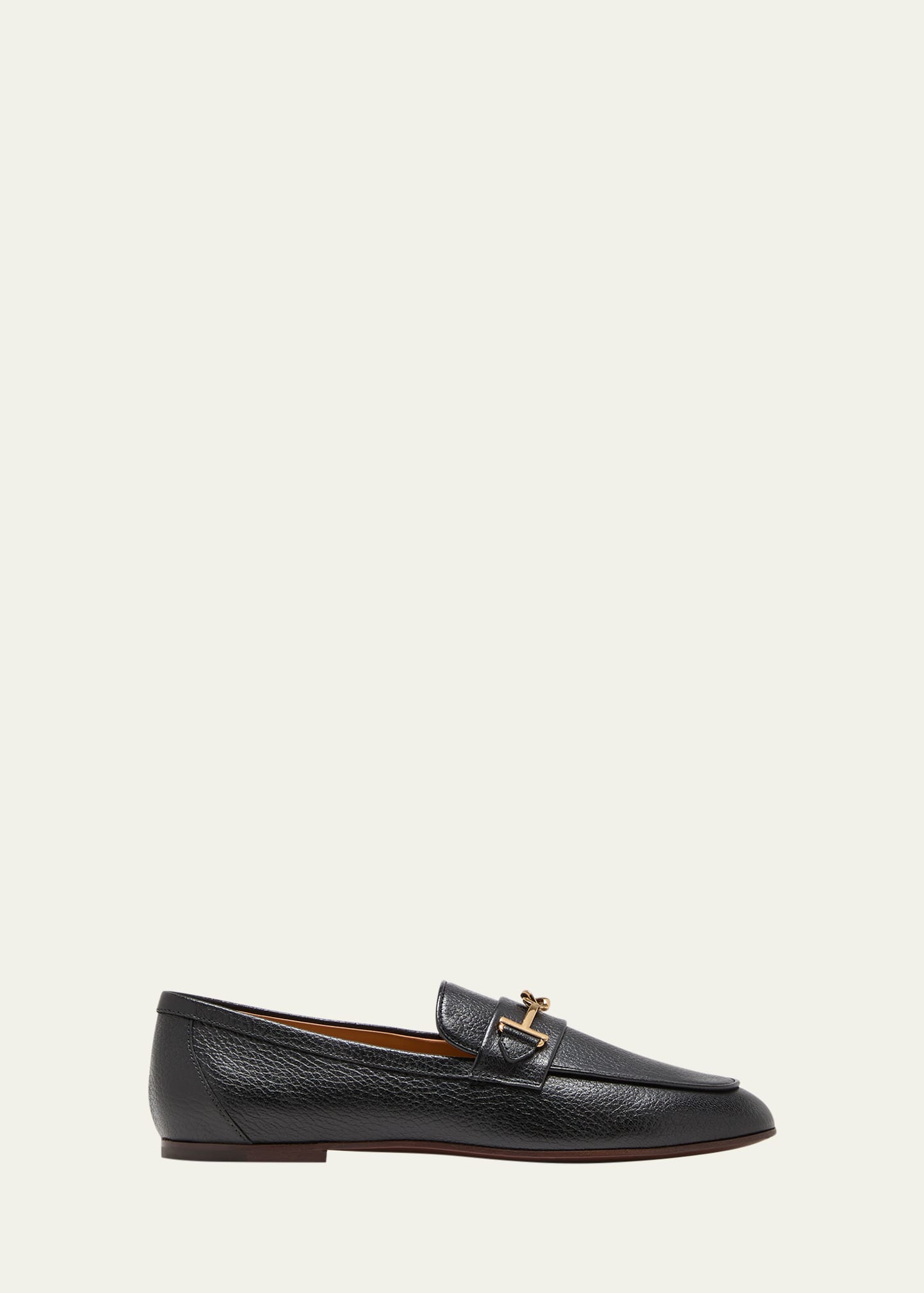 Tod's Cuoio Leather Metal-strap Loafers In Black