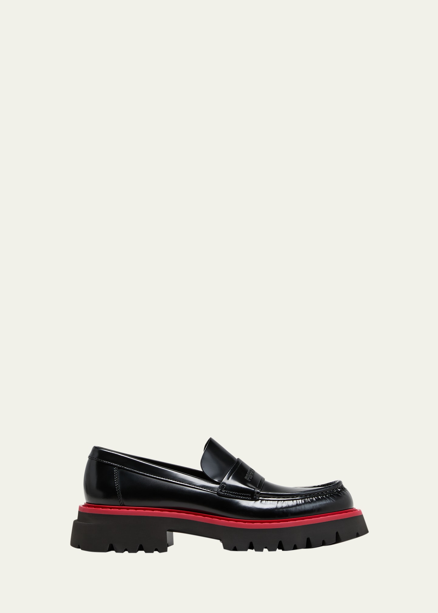 Shop Ferragamo Men's Fergal Lug Sole Penny Loafers In Black