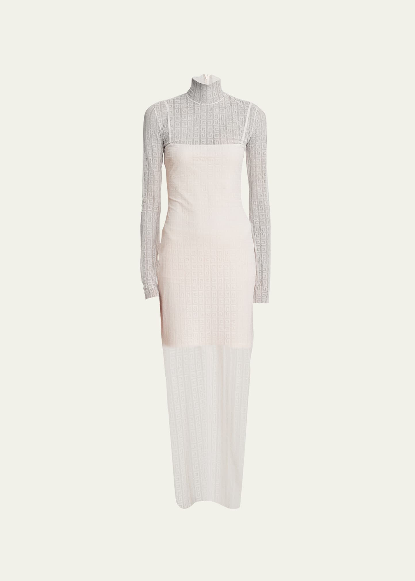 Shop Givenchy 4g Print Sheer Tulle Dress In Blush Pink