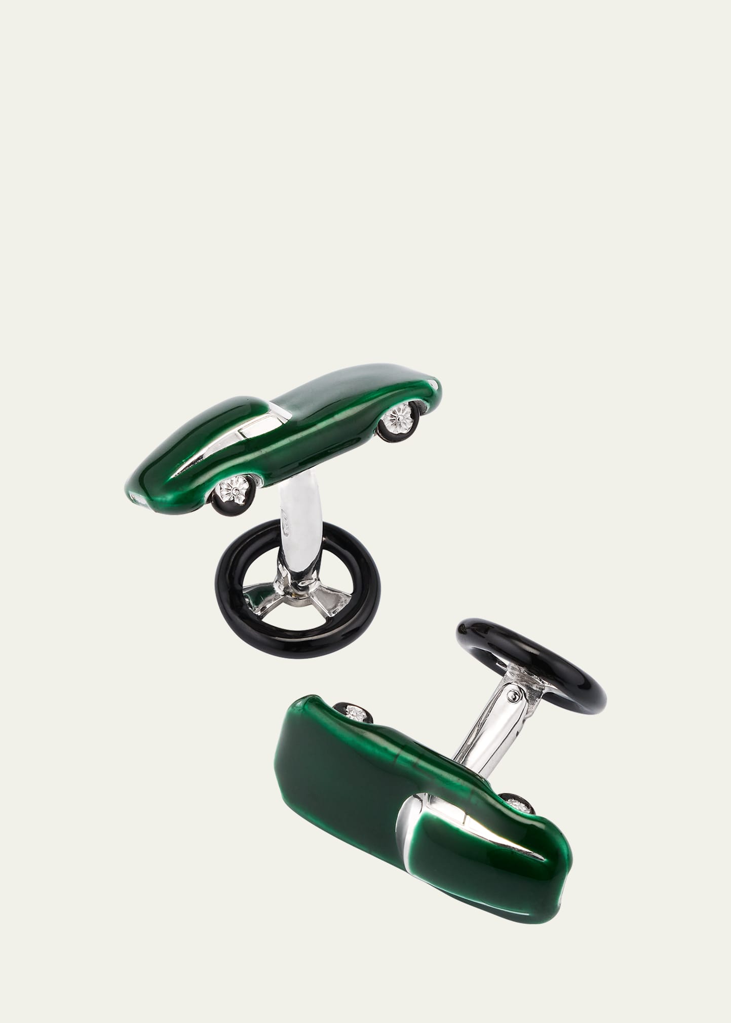 Men's Sports Car Enamel Sterling Silver Cufflinks