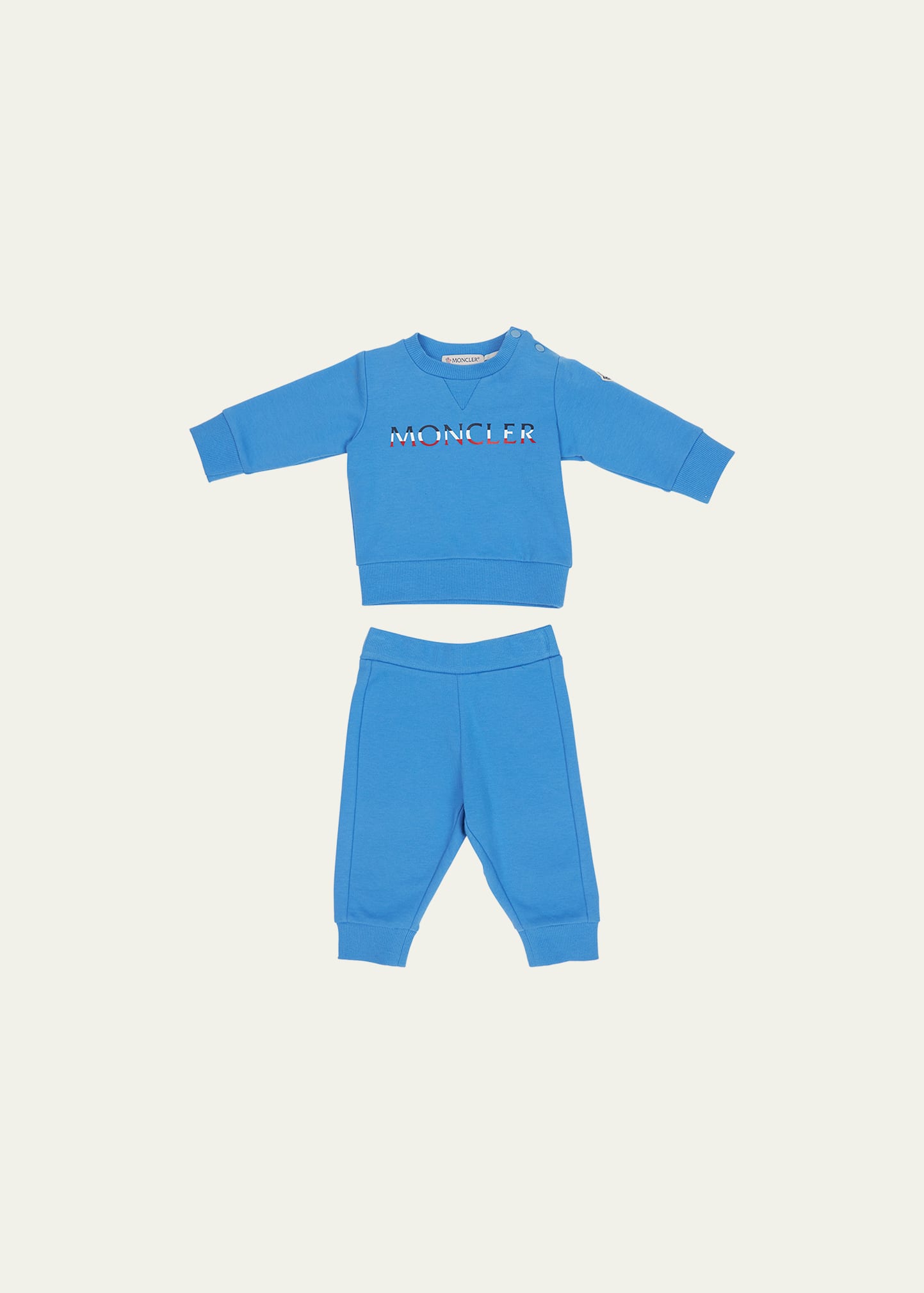 Moncler Kid's Logo-print Sweatshirt & Joggers Set In Pastel Blue