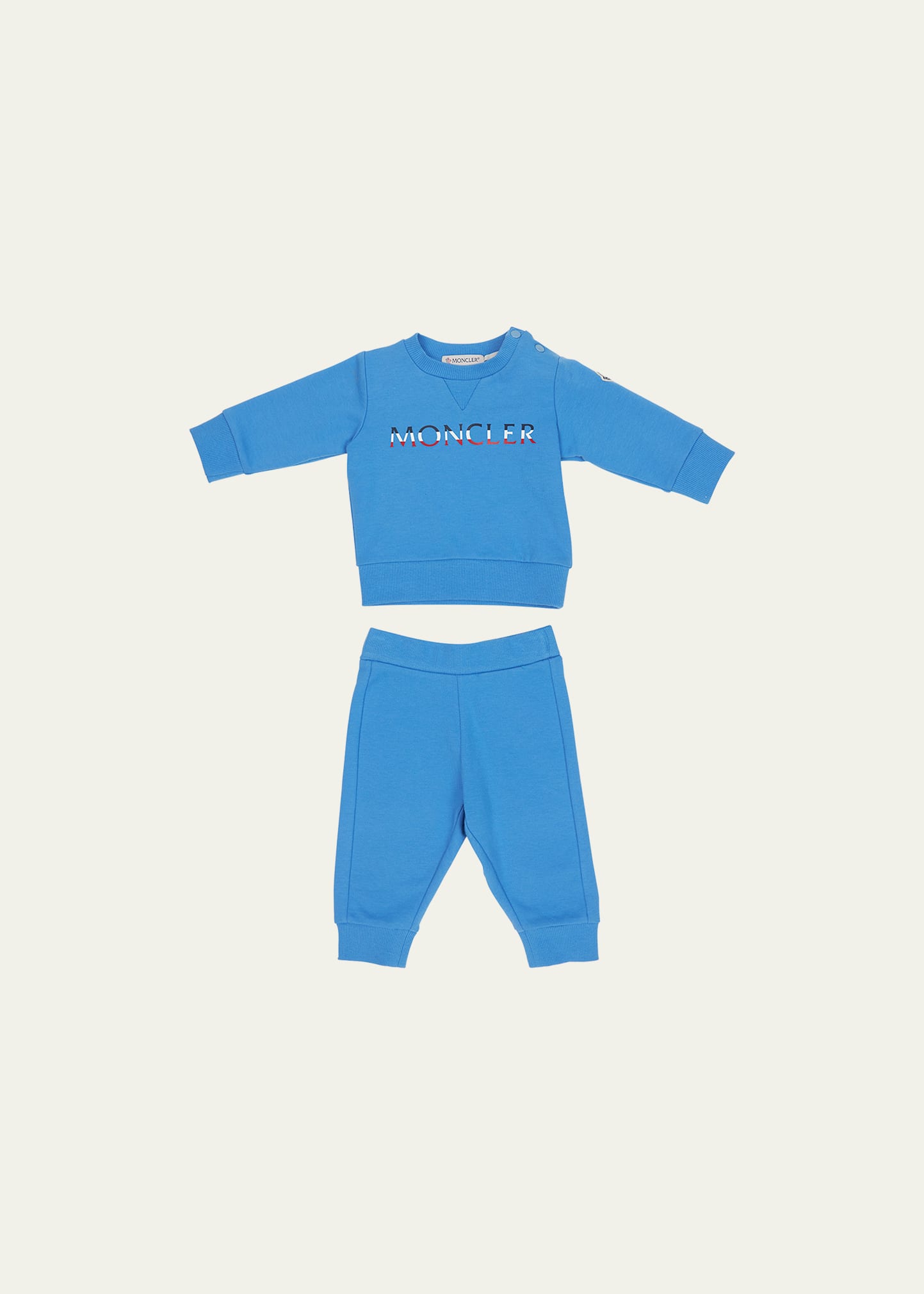 Shop Moncler Kid's Logo-print Sweatshirt & Joggers Set In Pastel Blue